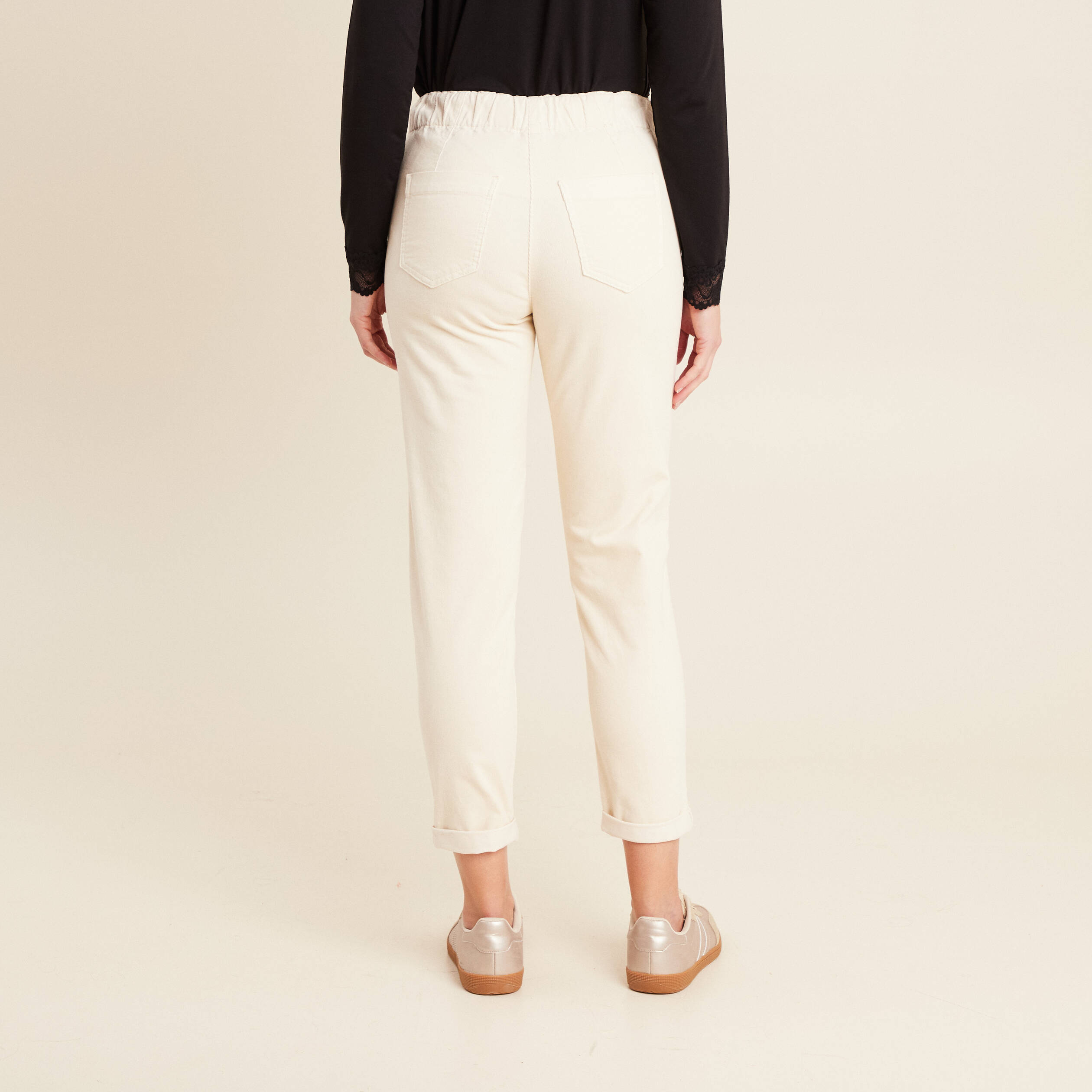 Pantalon jogging velours ivoire femme
