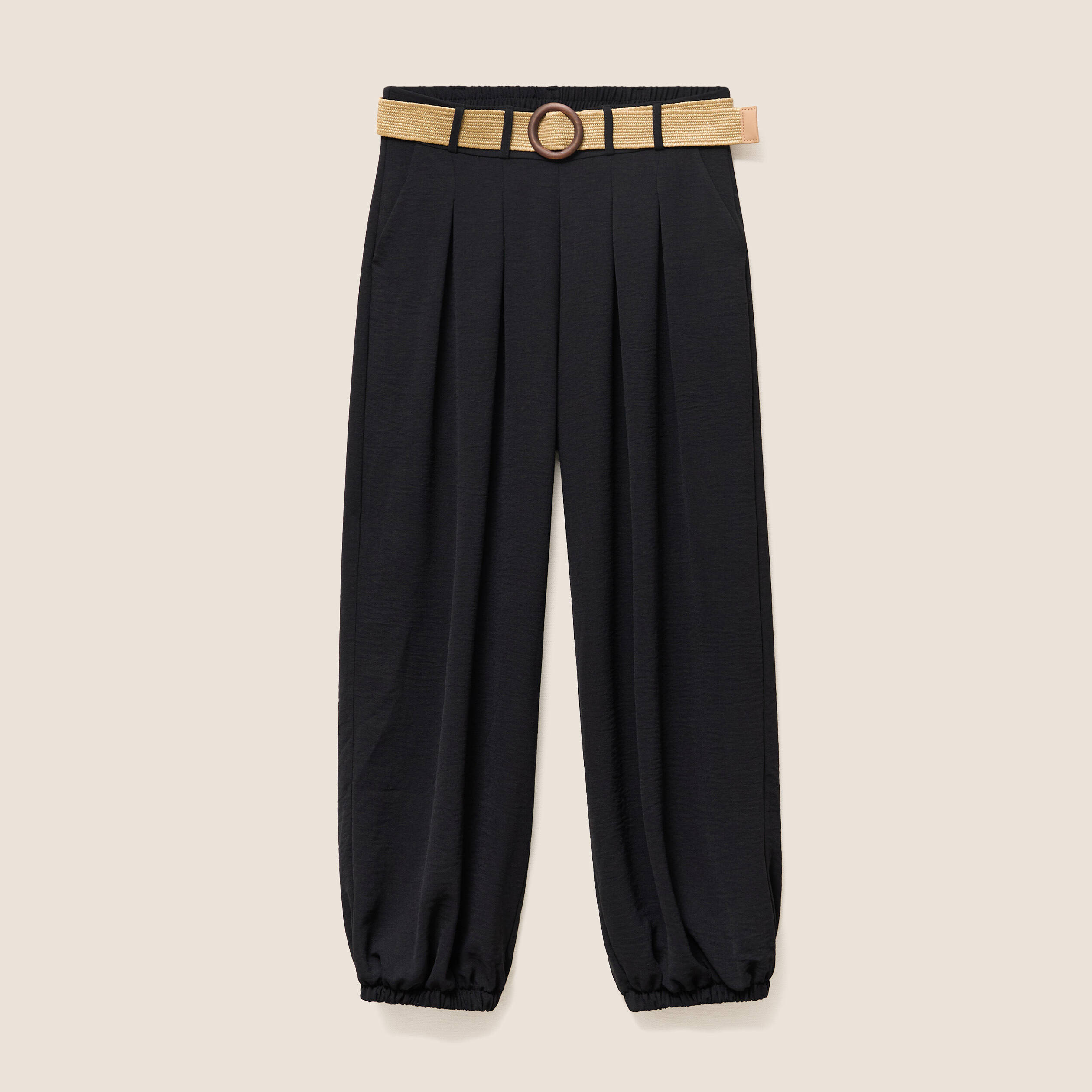 Lot de 2 pantalons larges pliss&eacute;s noir femme