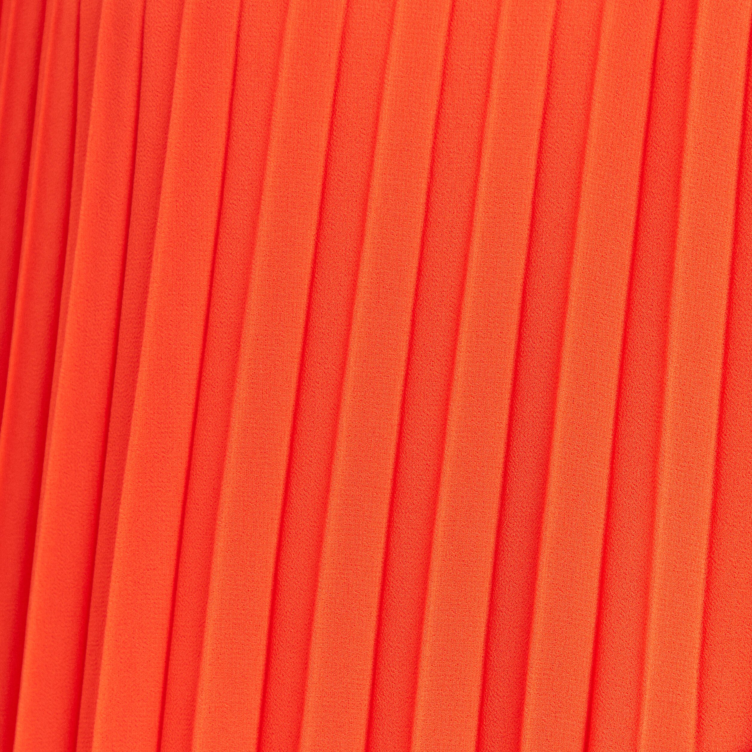 Robe droite plissée orange foncé femme