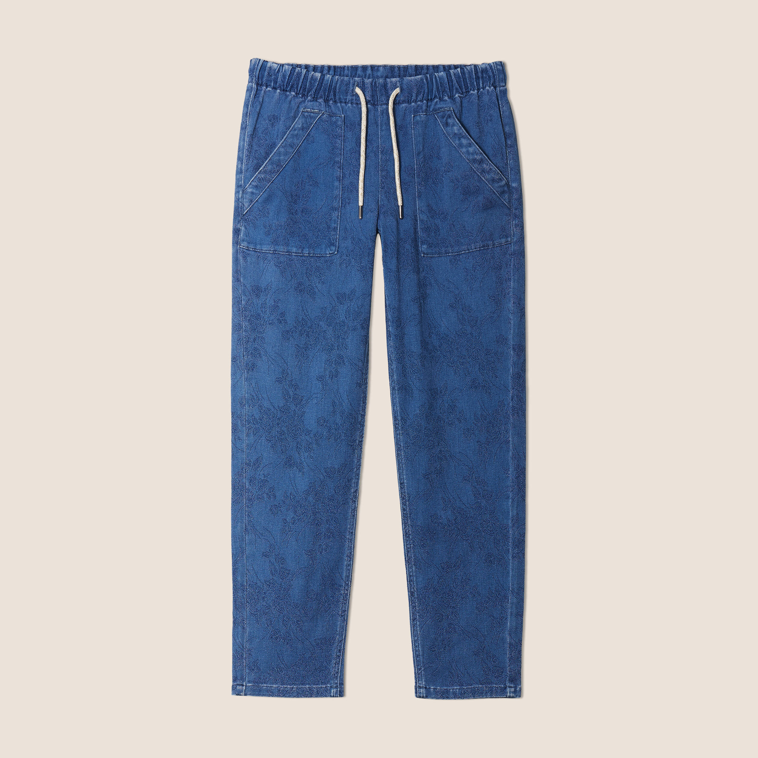 Jean carotte taille &eacute;lastiqu&eacute;e bleu ciel femme
