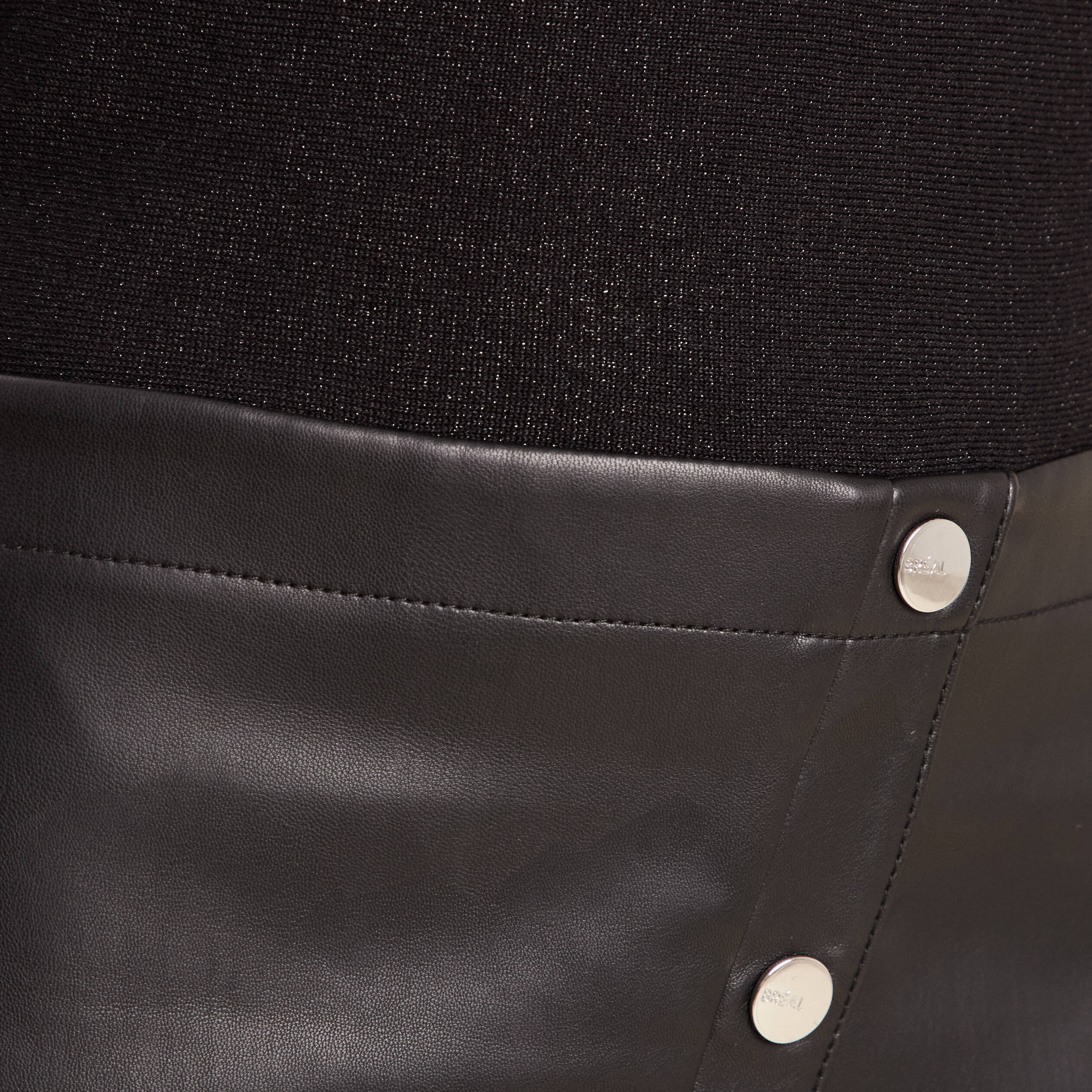 Robe tricot bas simili cuir noir femme
