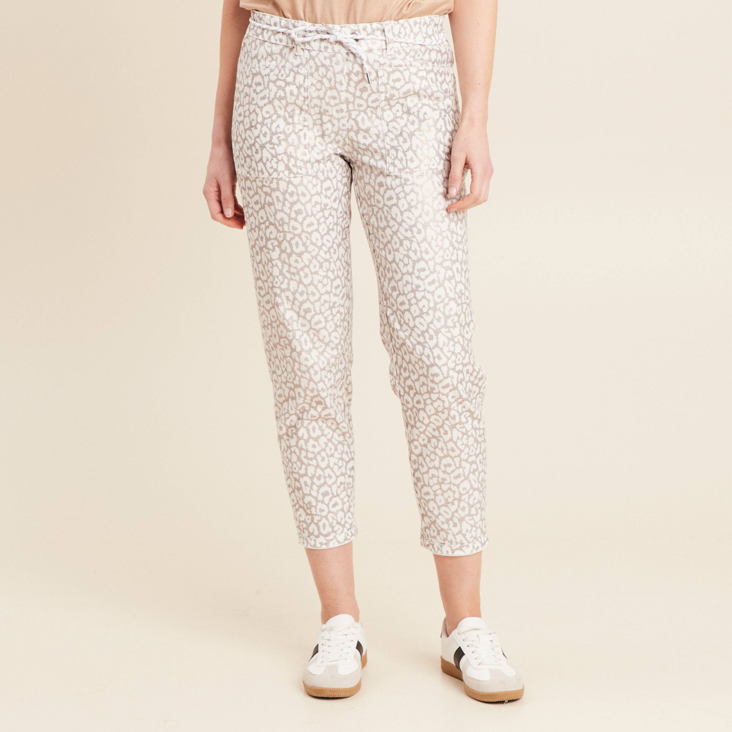 Pantalon droit réversible blanc femme