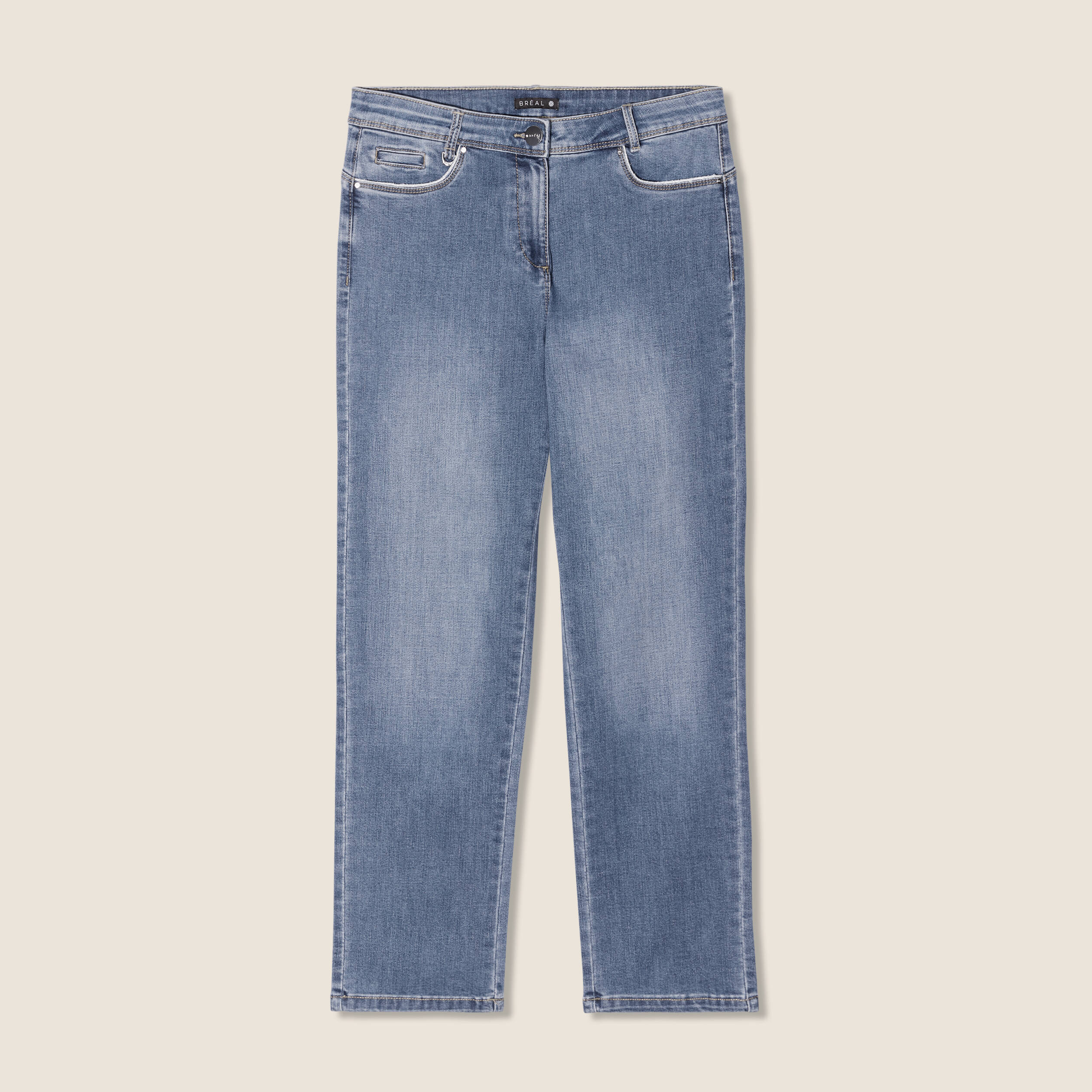 Jean coupe droite 7/8&egrave;me denim stone femme