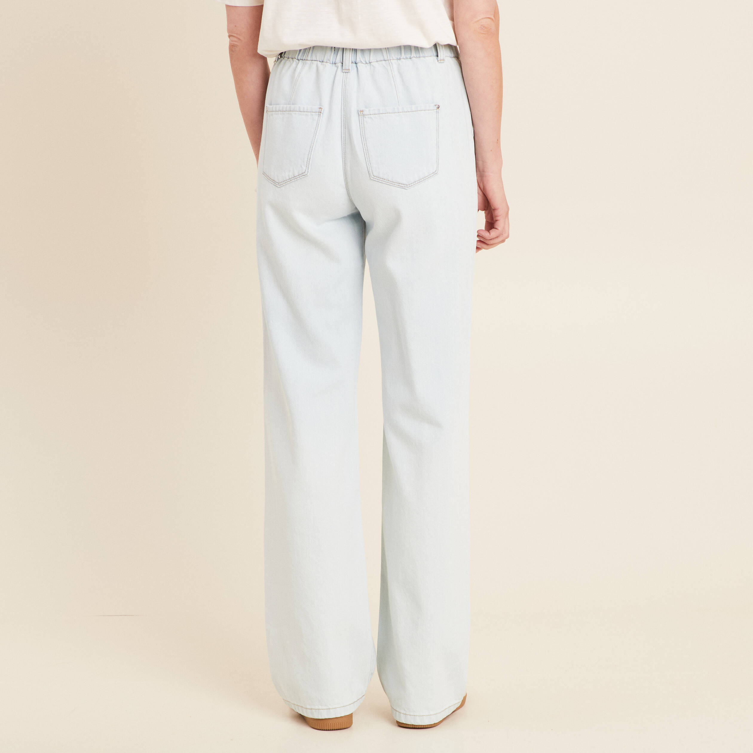 jean large taille haute denim bleach femme Jean large taille haute denim bleach femme