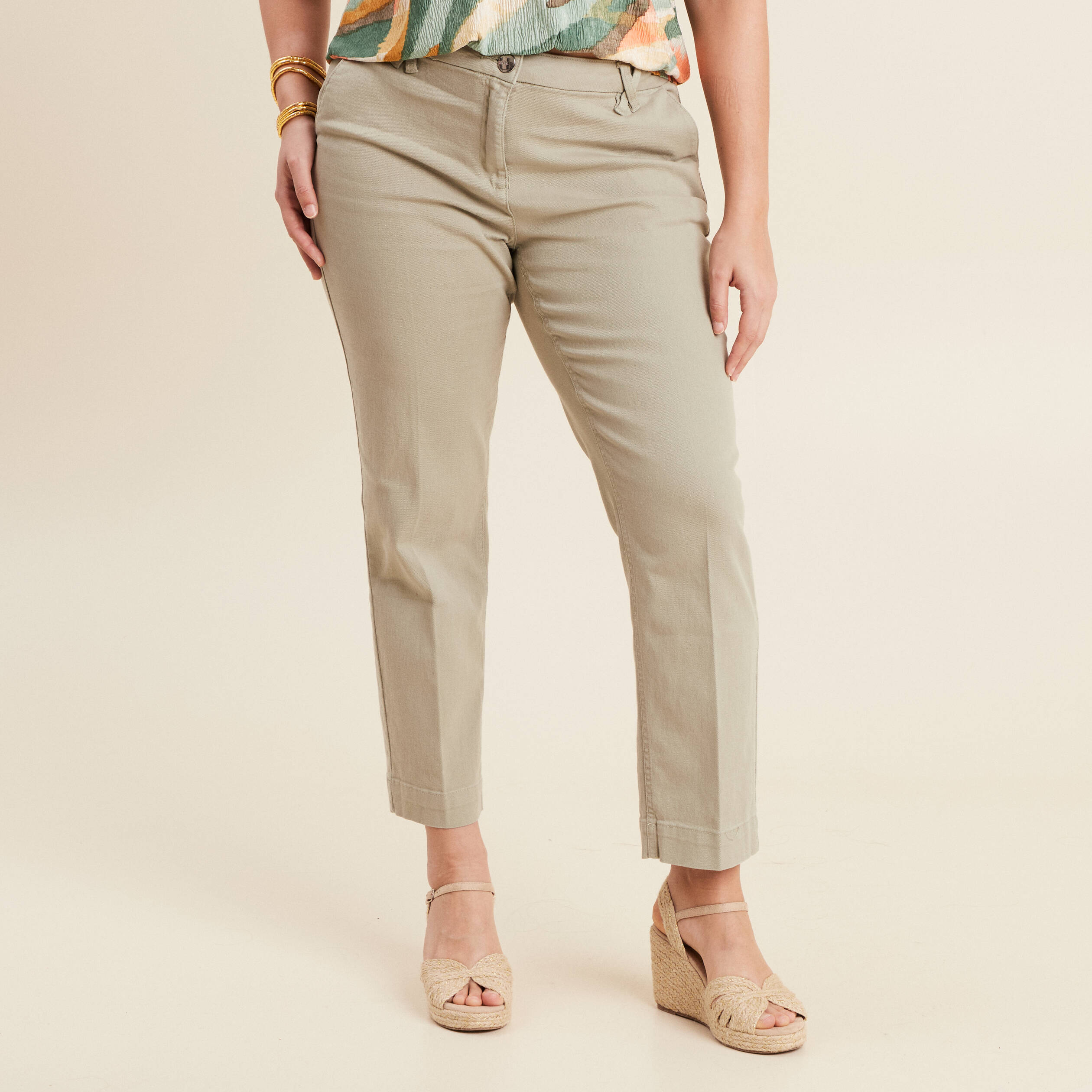 jean droit 78eme vert clair femme Jean droit 7/8ème vert clair femme