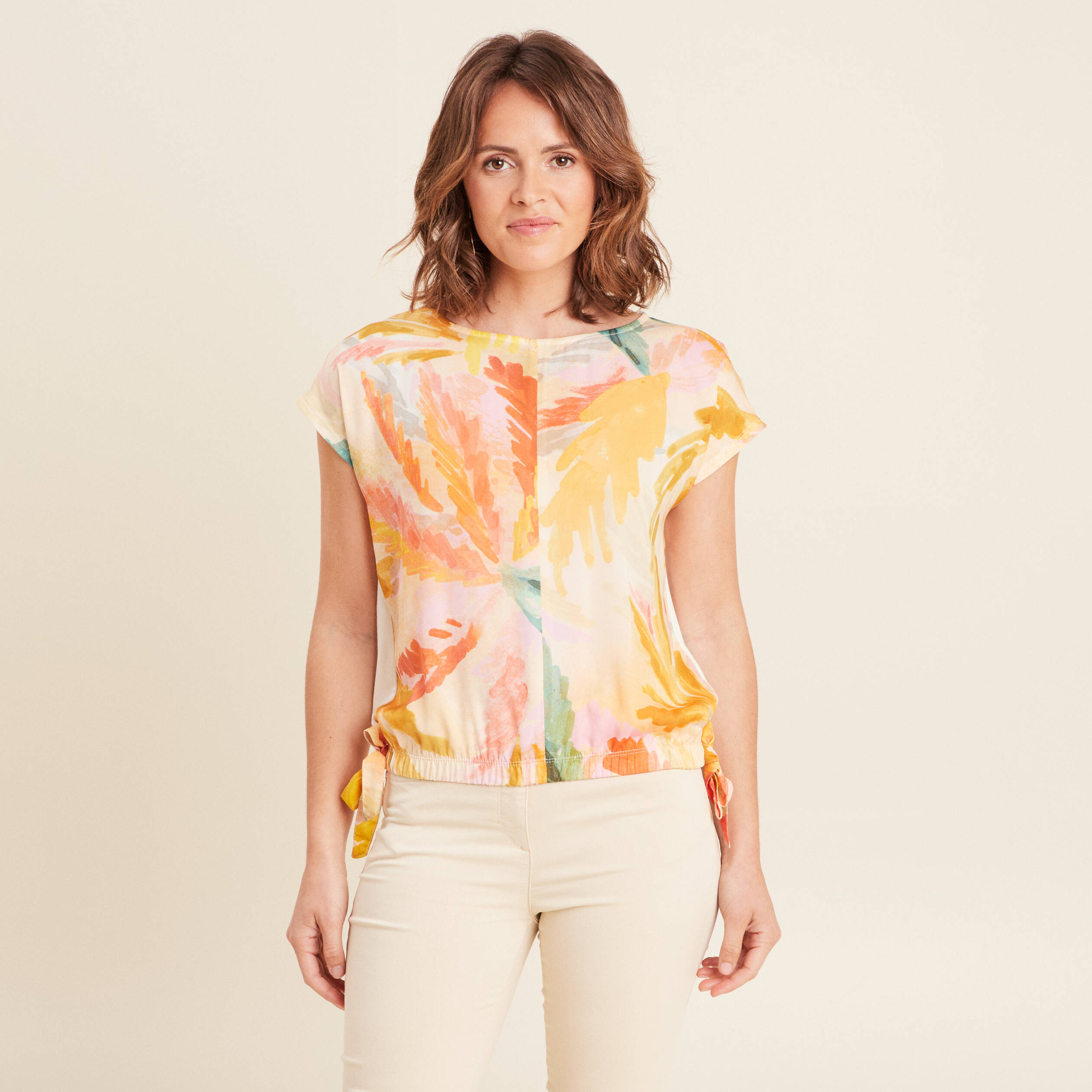 Top bas resserré multicolore femme