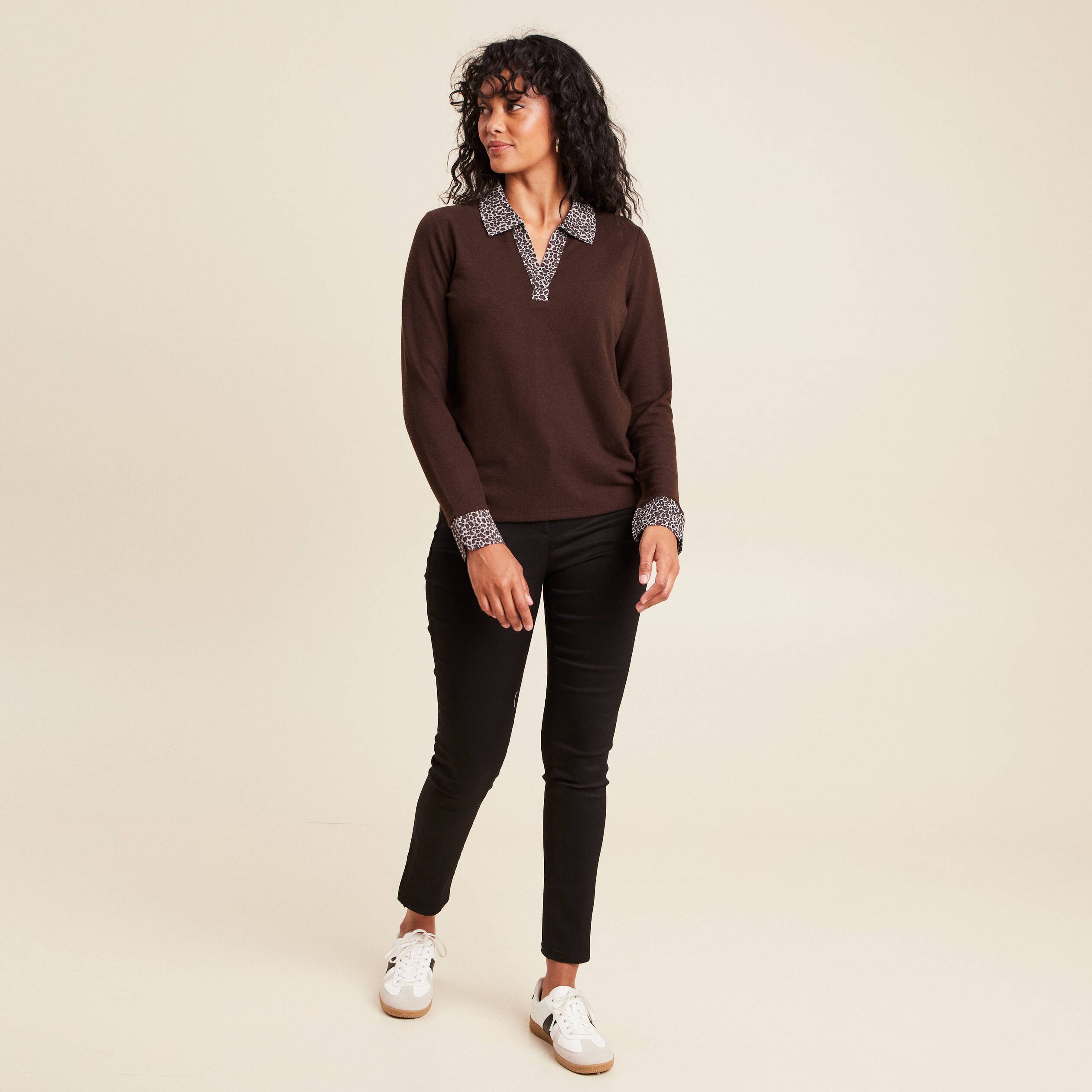 t shirt manches longues marron fonce femme T-shirt manches longues marron foncé femme