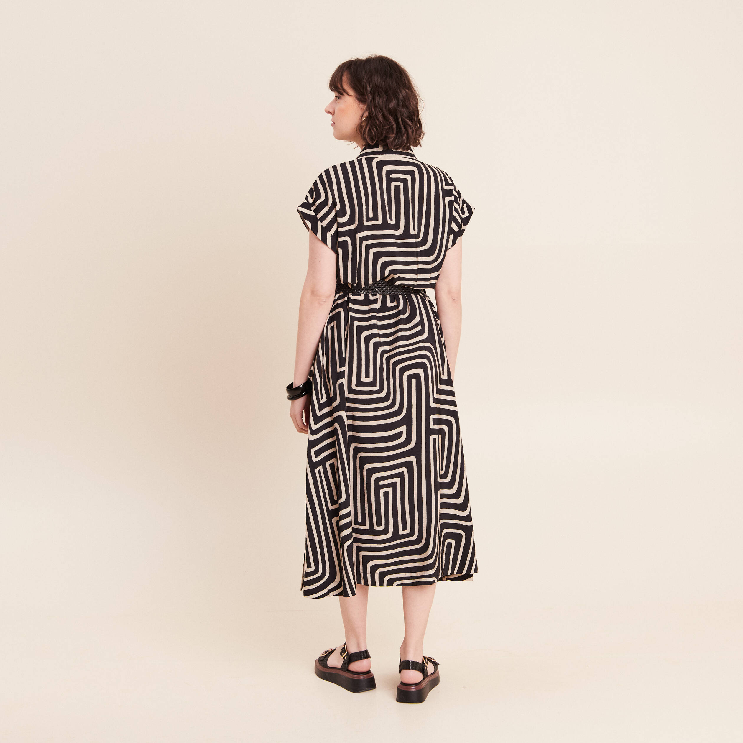 Robe avec ceinture amovible noir femme