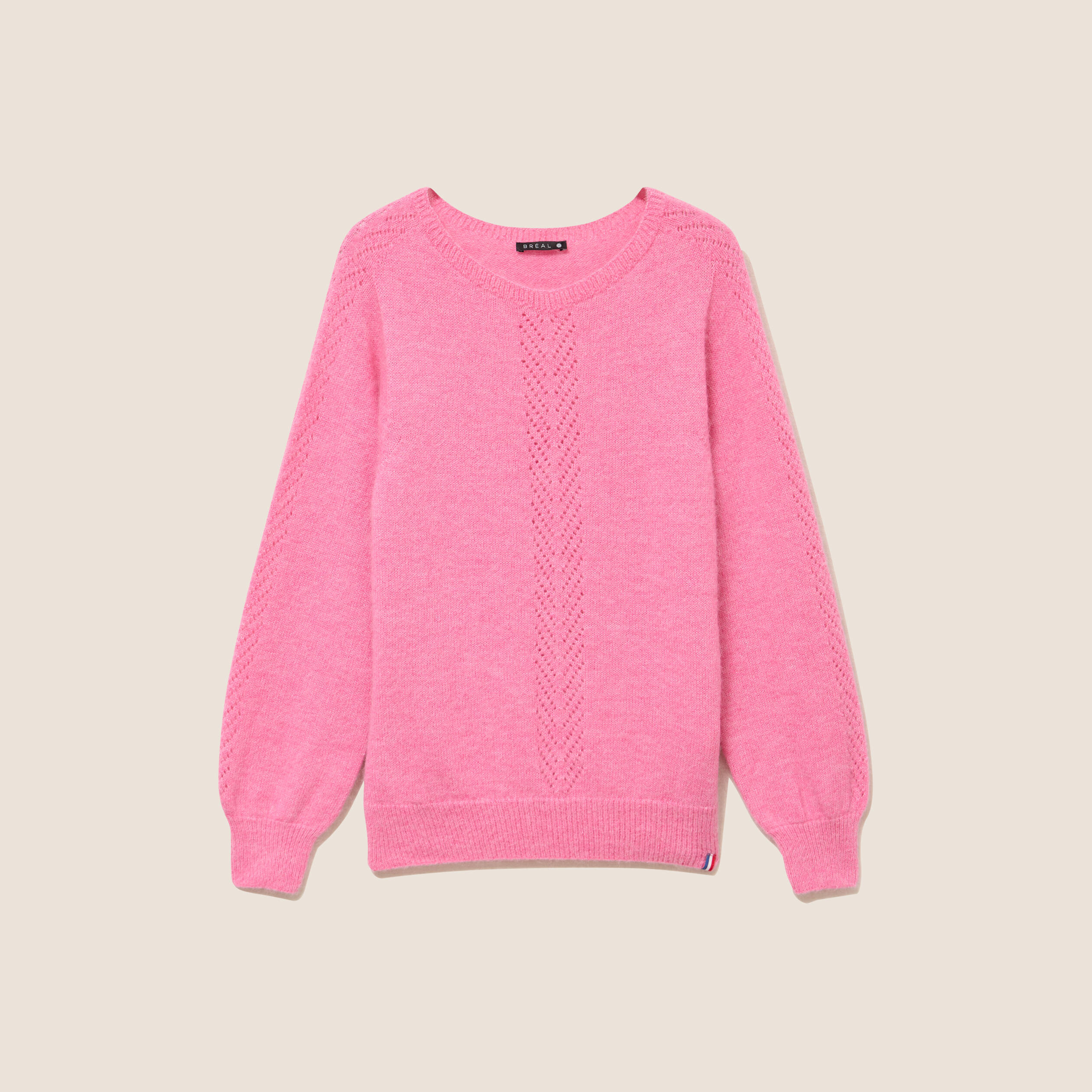 Pull confectionn&eacute; en France rose fushia femme