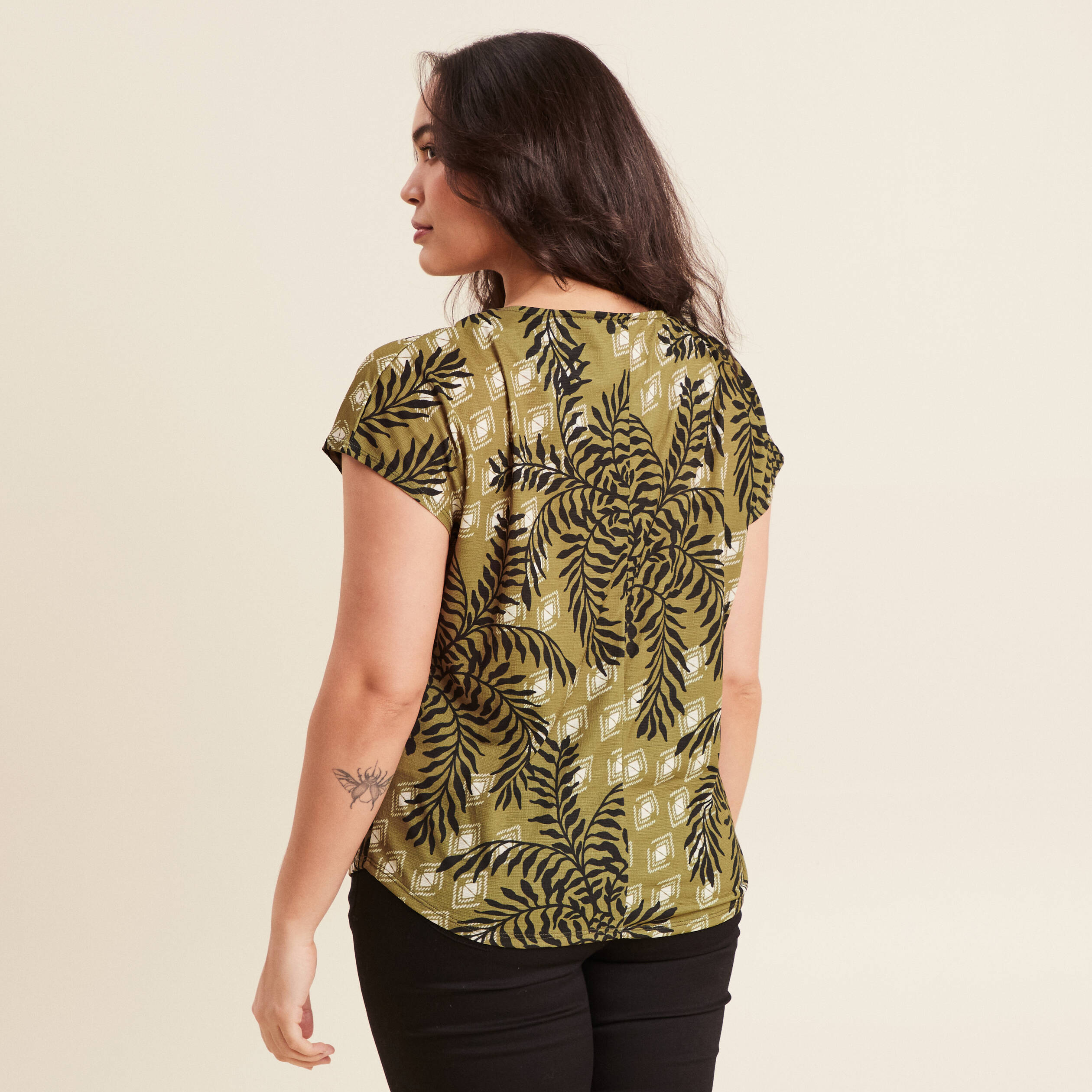 t shirt manches courtes vert femme T-shirt manches courtes vert femme