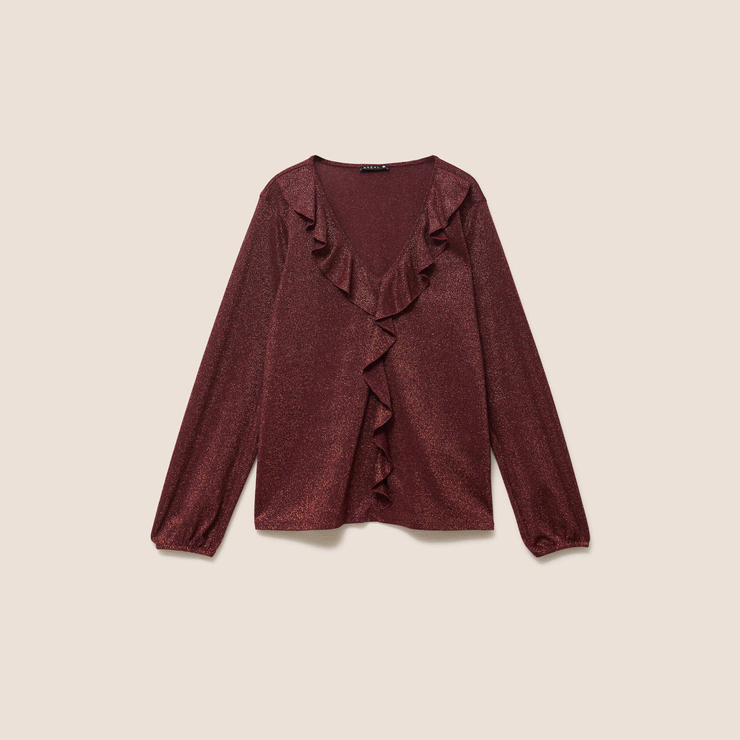 Blouse manches longues orange fonc&eacute; femme