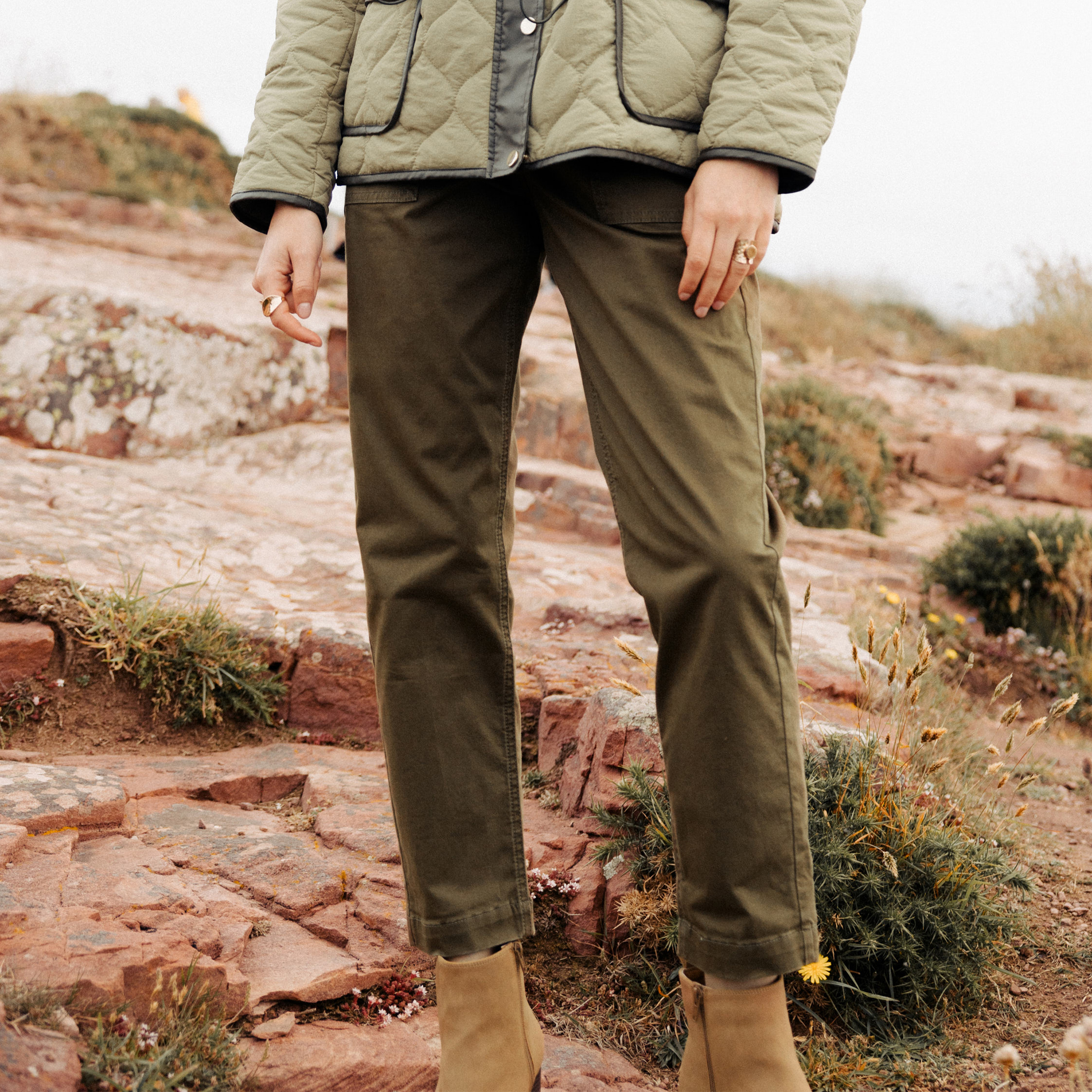 Pantalon droit vert olive femme vert olive femme