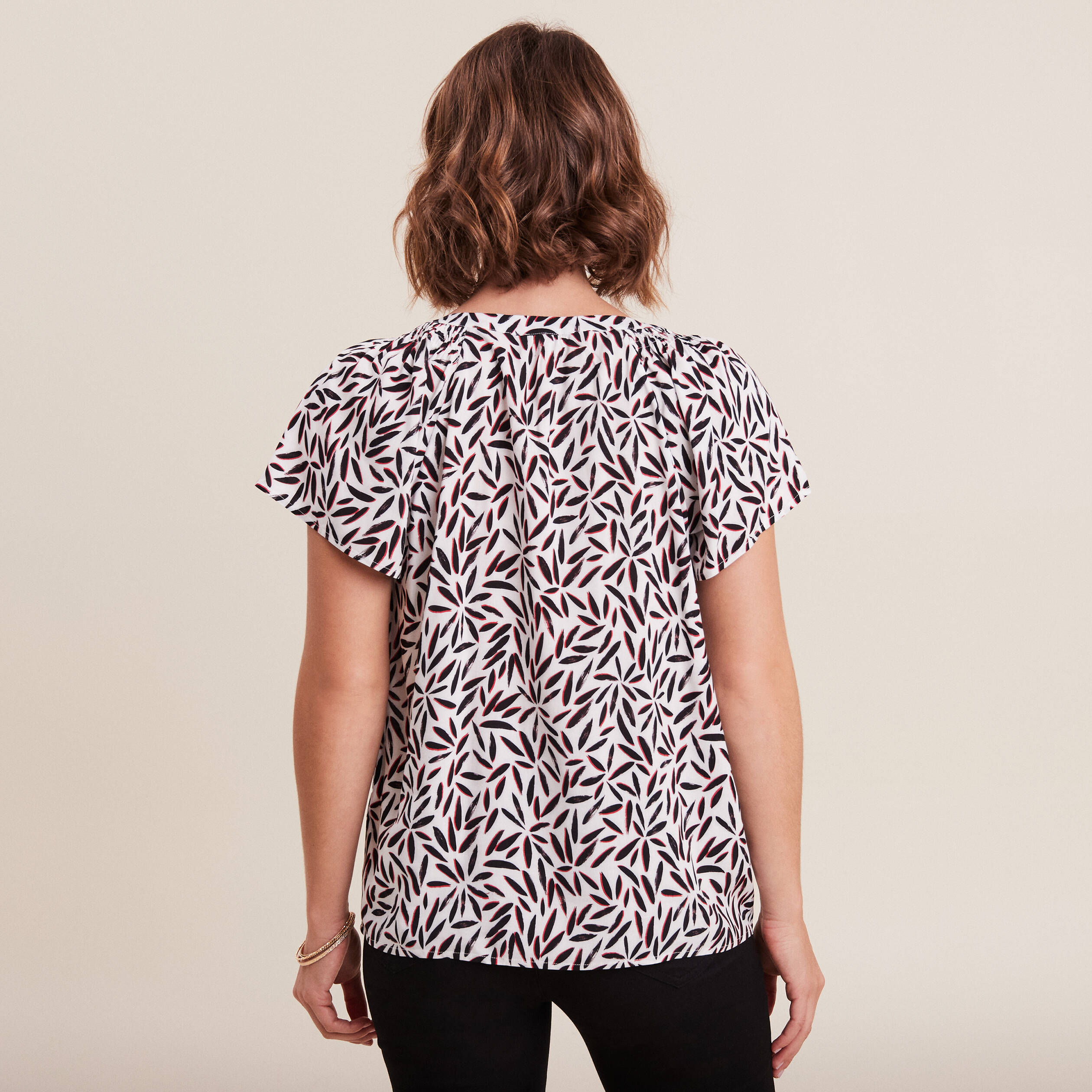 Blouse manches courtes beige femme