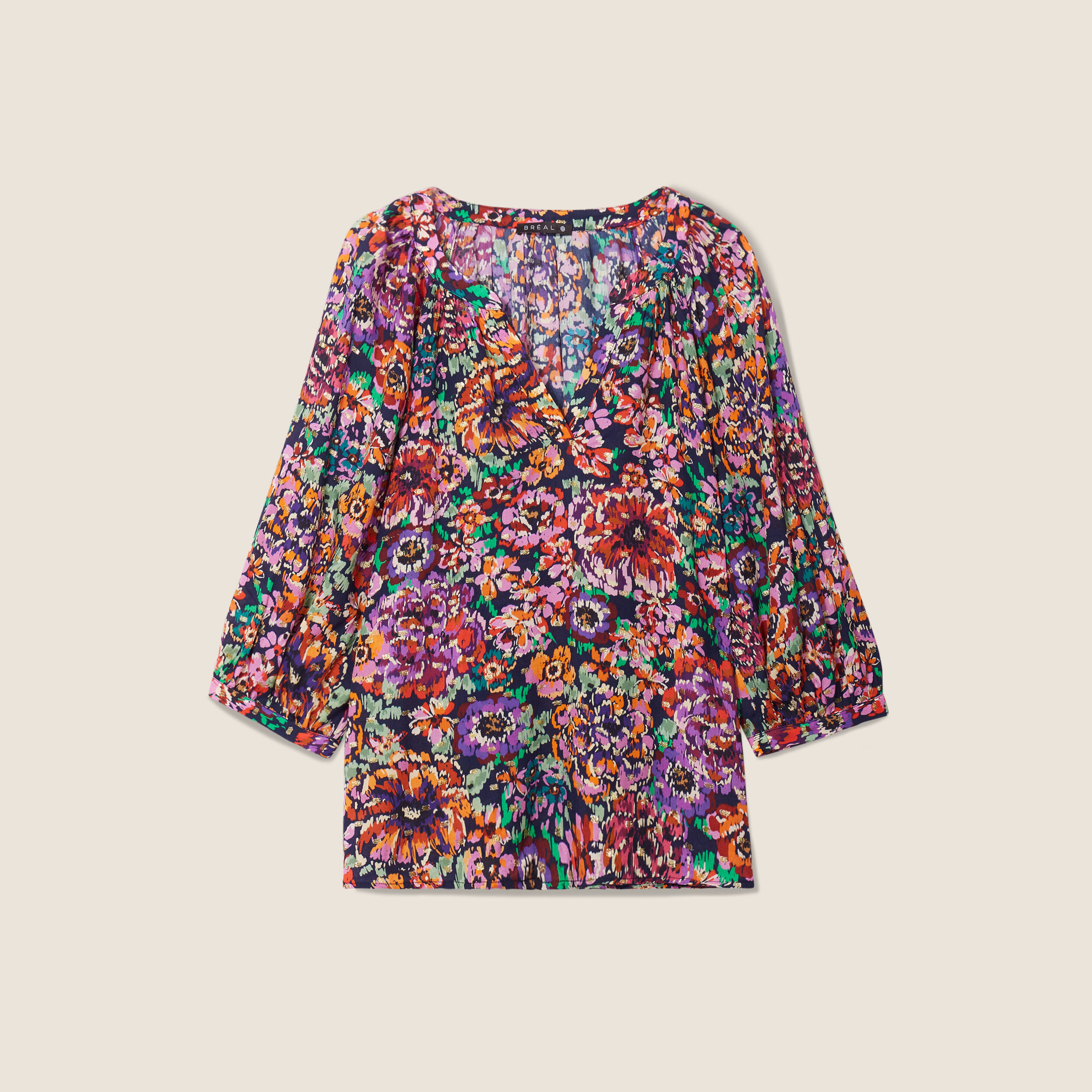 Blouse manches 3/4 multicolore femme