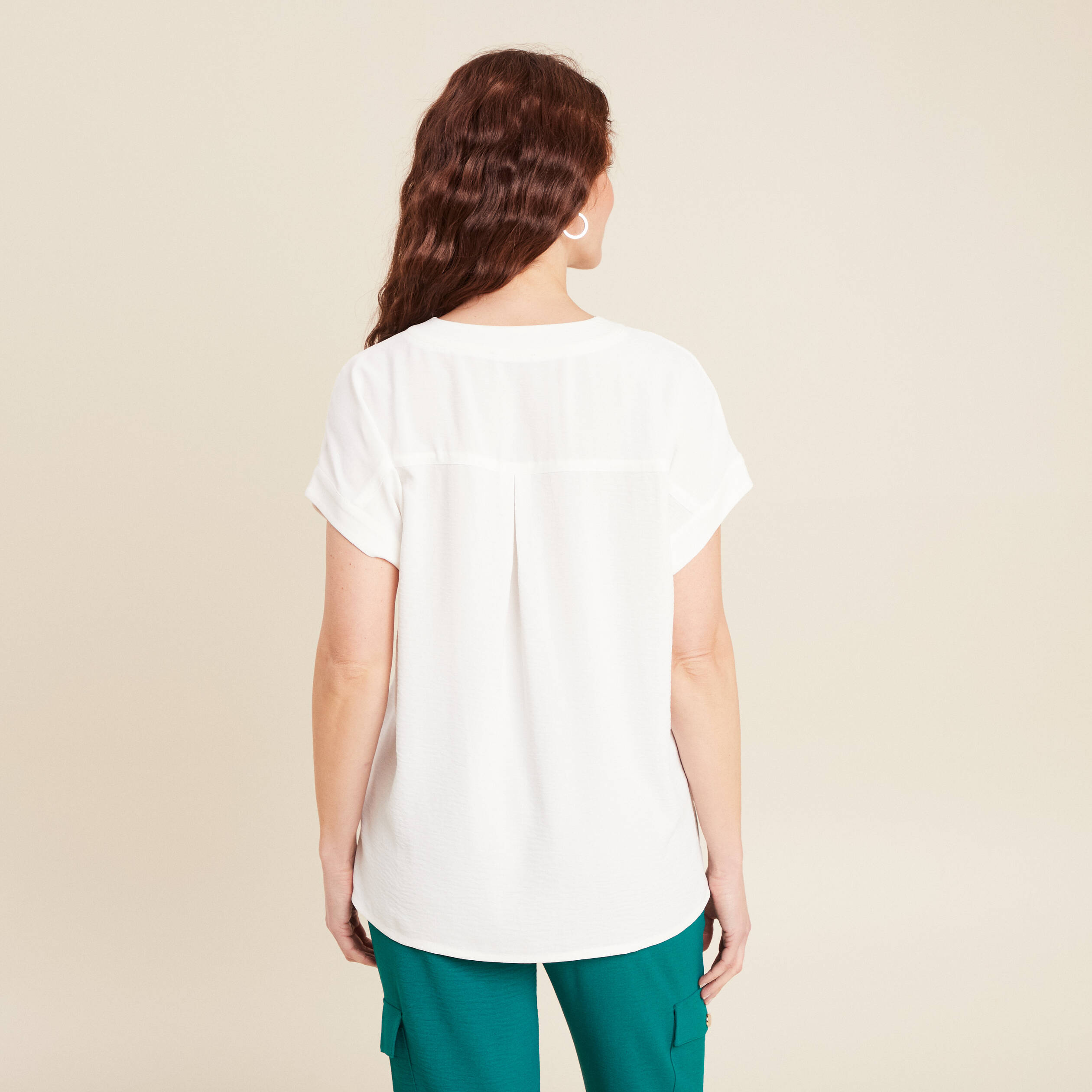 Blouse manches courtes ecru femme