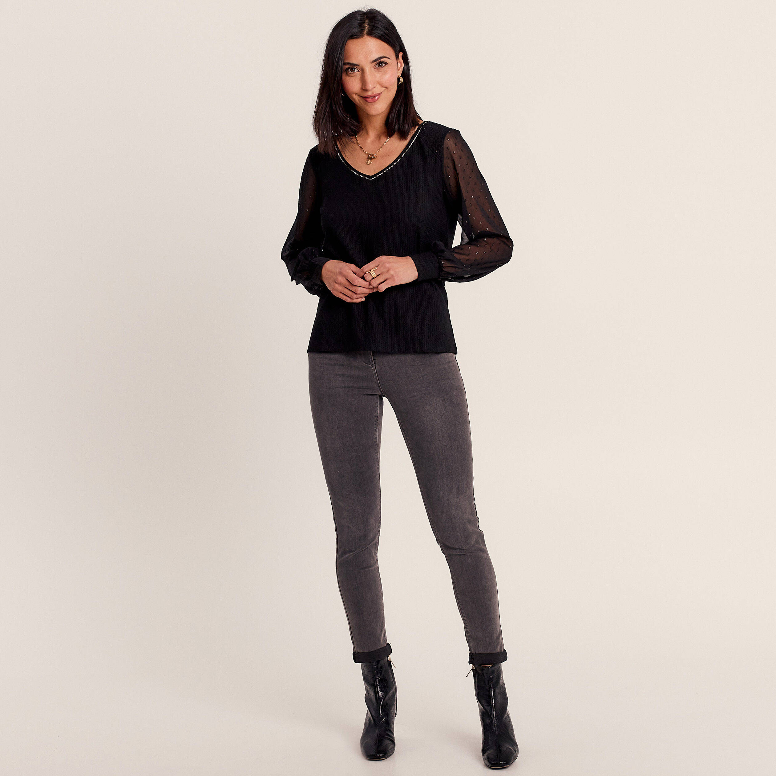 T-shirt manches longues noir femme