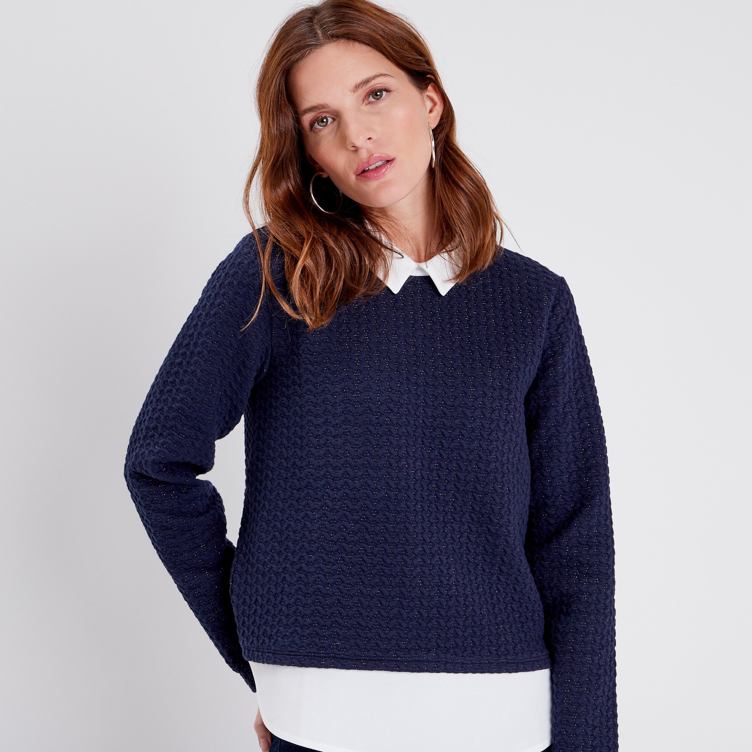 t shirt manches longues bleu fonce femme T-shirt manches longues bleu foncé femme