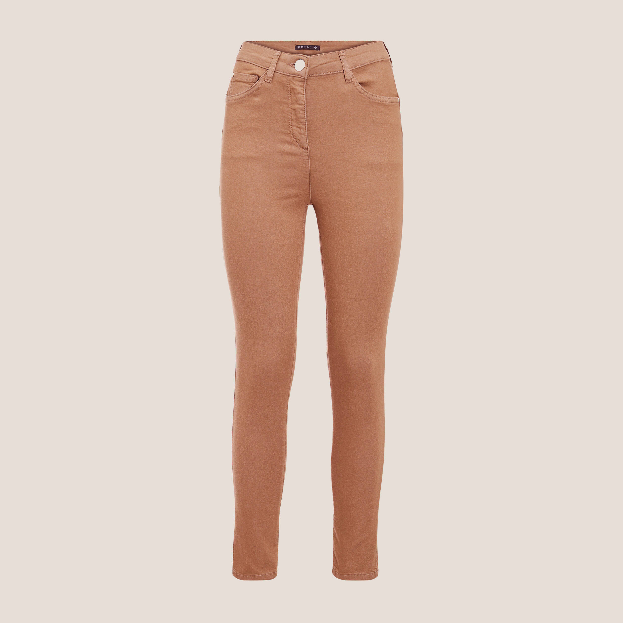 Pantalon léger taille haute 7/8ème marron femme