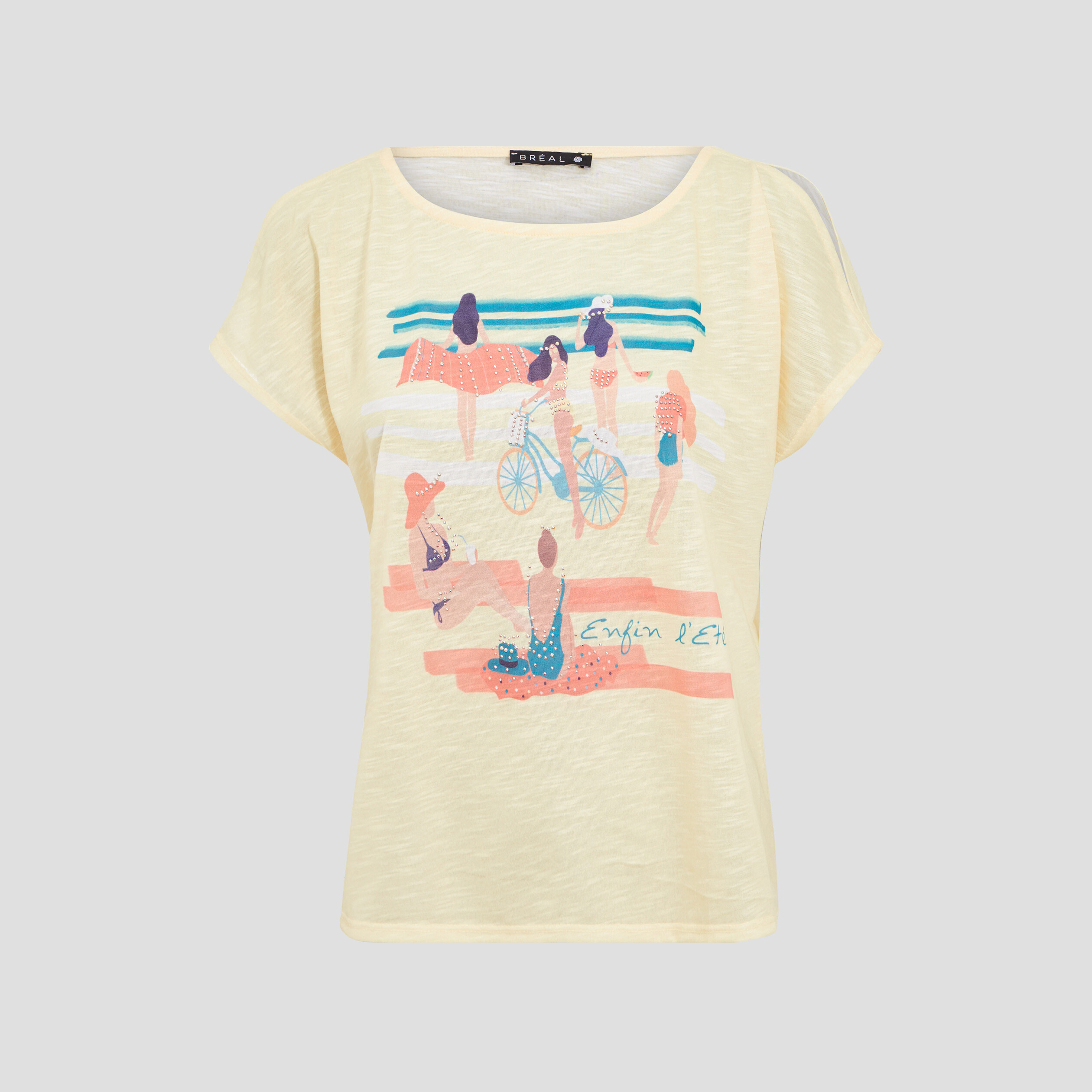 T-shirt manches courtes jaune clair femme