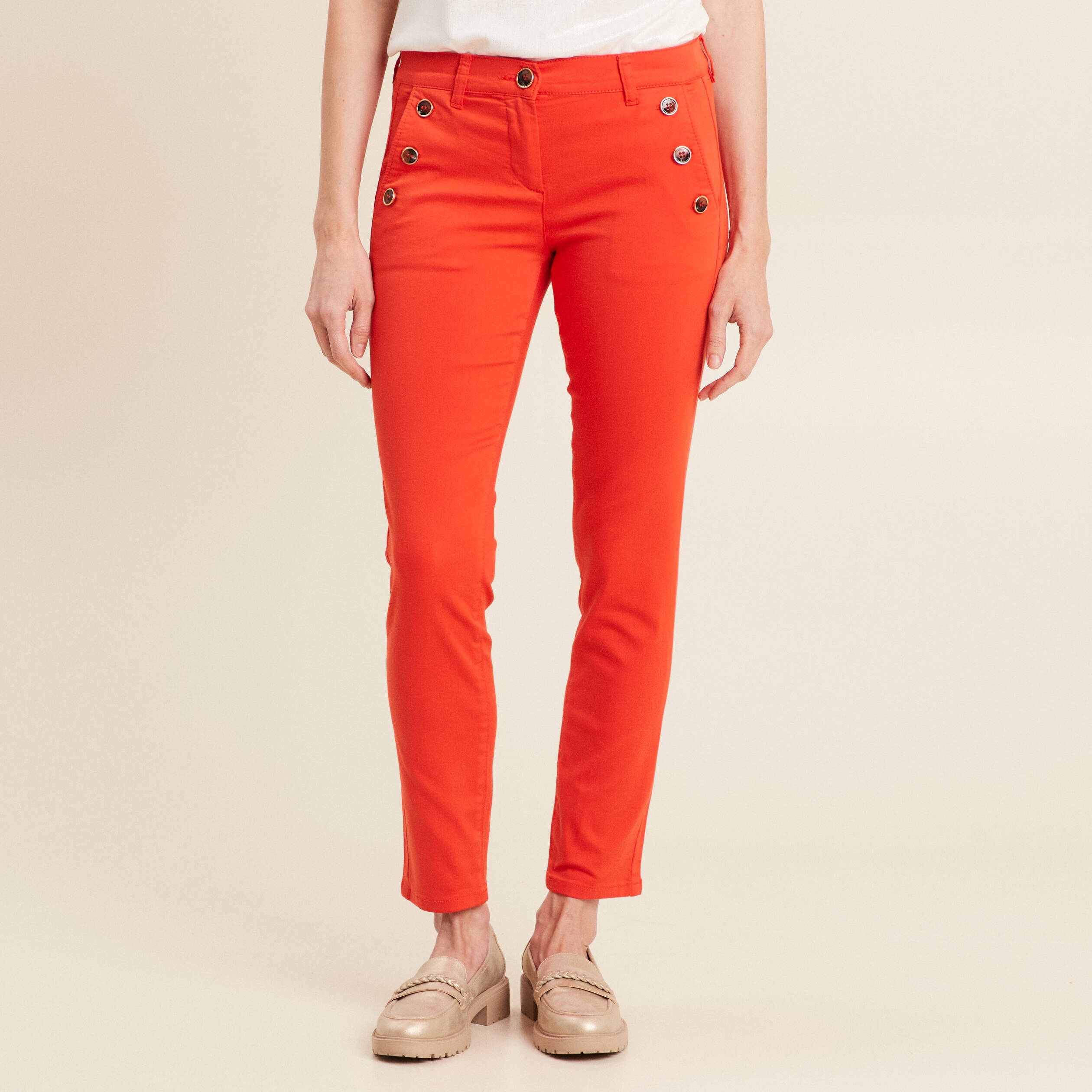 Pantalon ajusté 7/8ème orange foncé femme