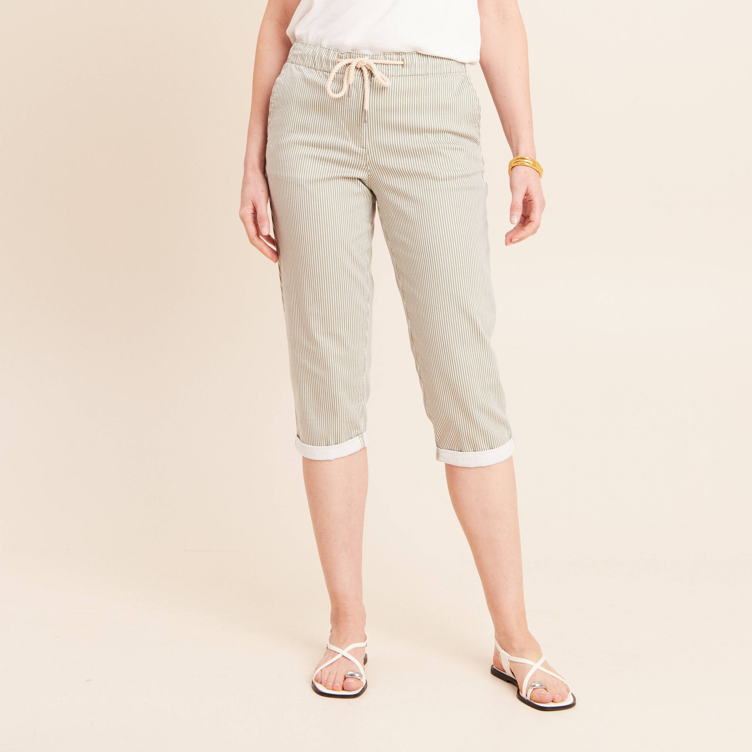 Pantacourt coupe mom large vert femme