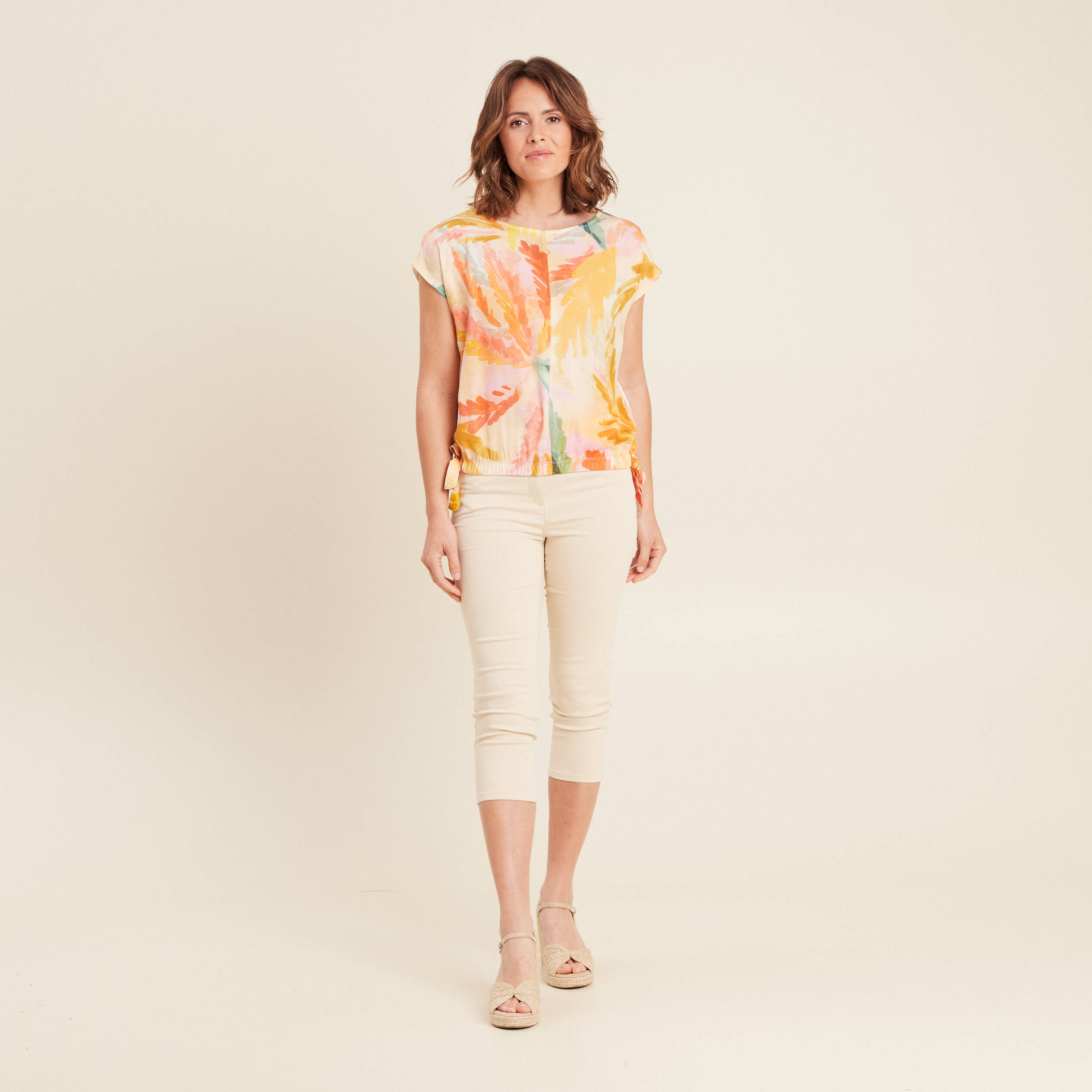 Top bas resserré multicolore femme
