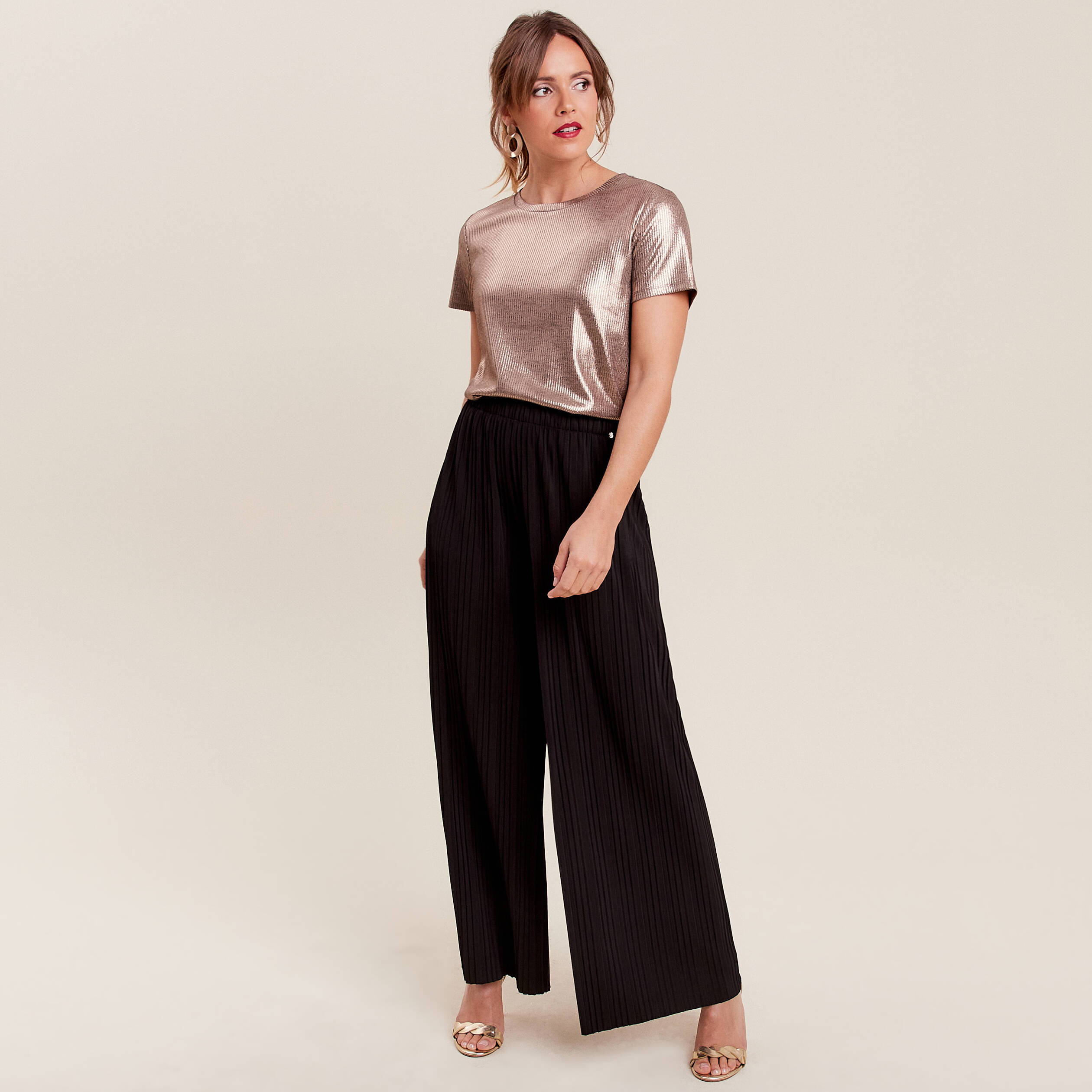 T-shirt manches courtes couleur cuivre femme