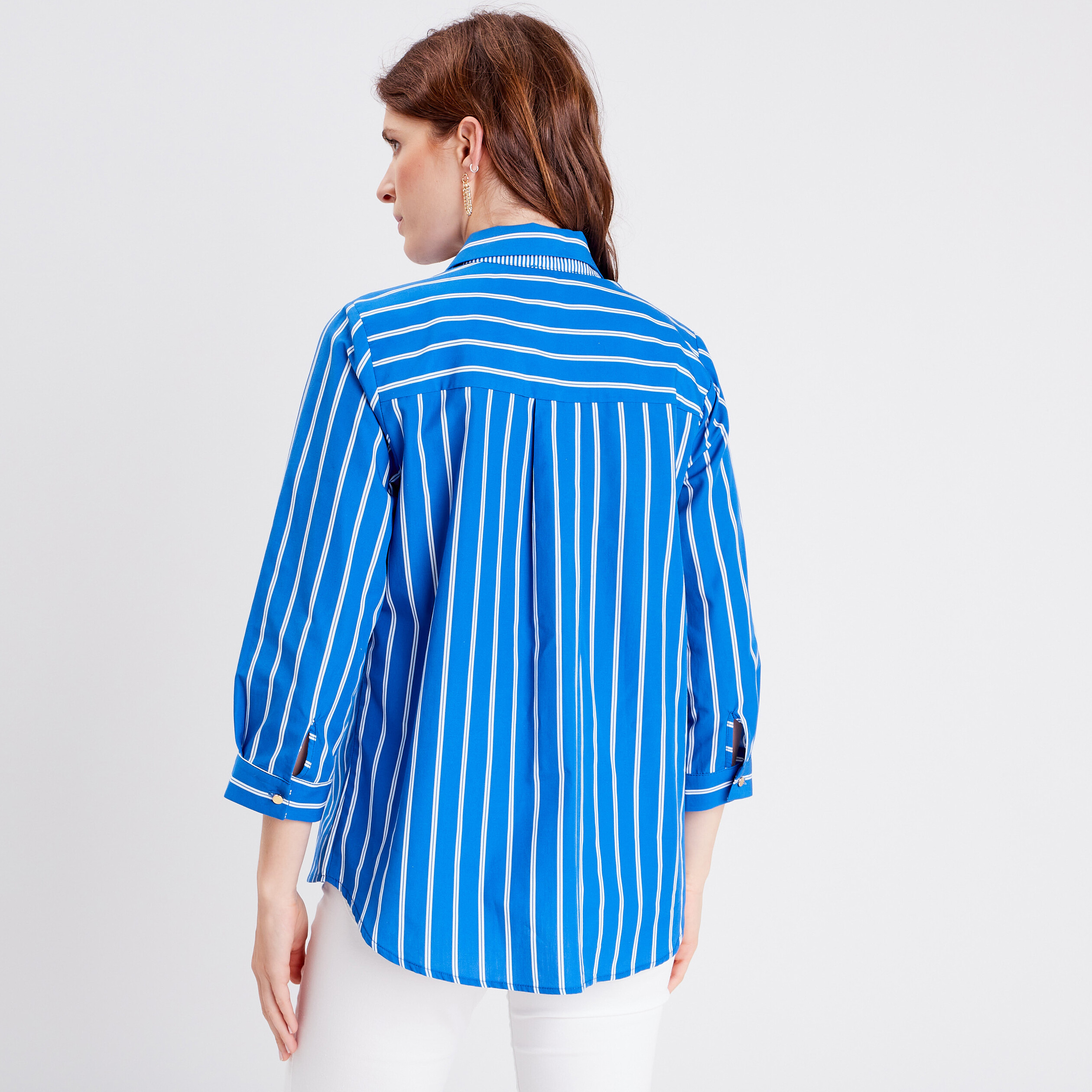 Chemise manches 3/4 bleu roi femme