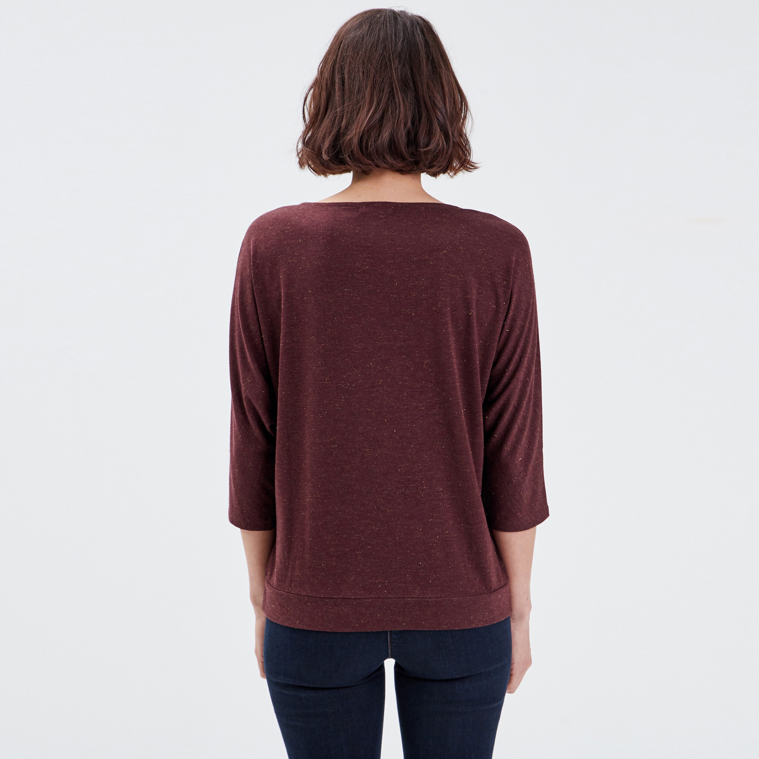 T shirt manches 3 4 marron femme Breal