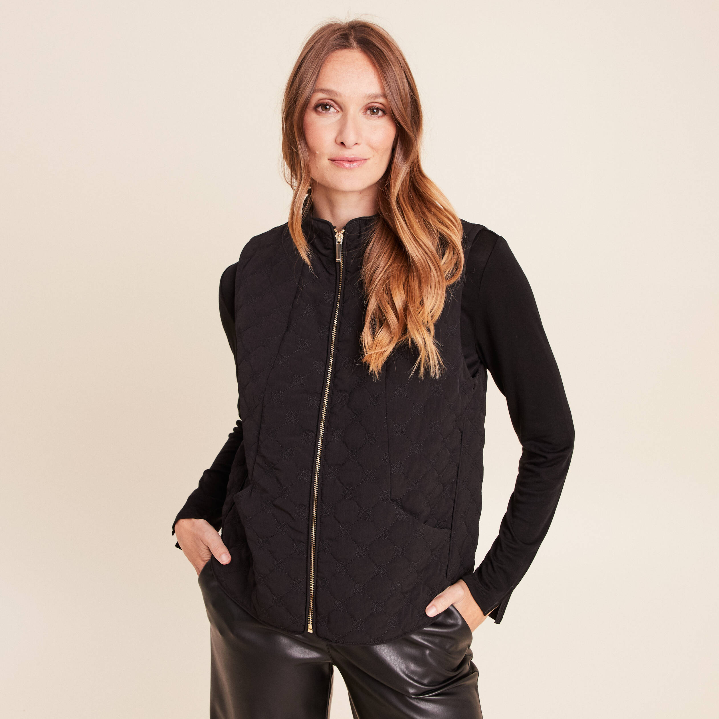 Gilet Breal Pull En Manteau En Col Montant Doublé Noir Femme Bréal