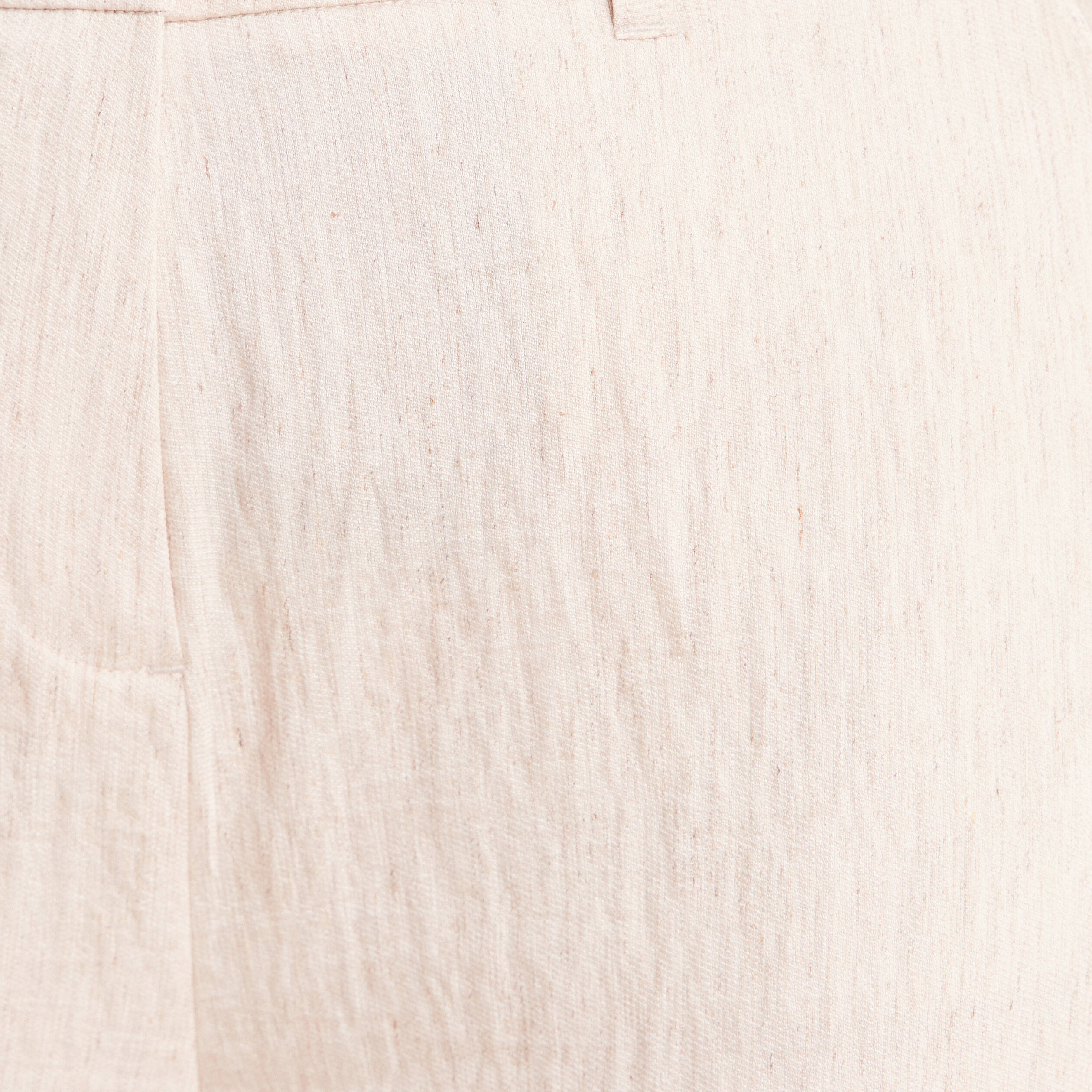 Pantalon large taille haute beige femme
