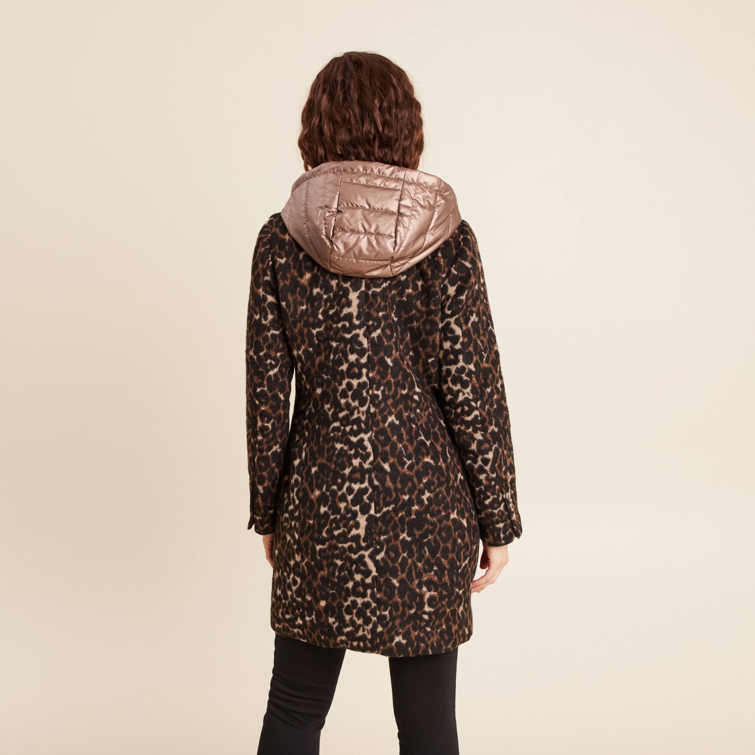 Manteau 2 en 1 droit doubl&eacute; creme femme