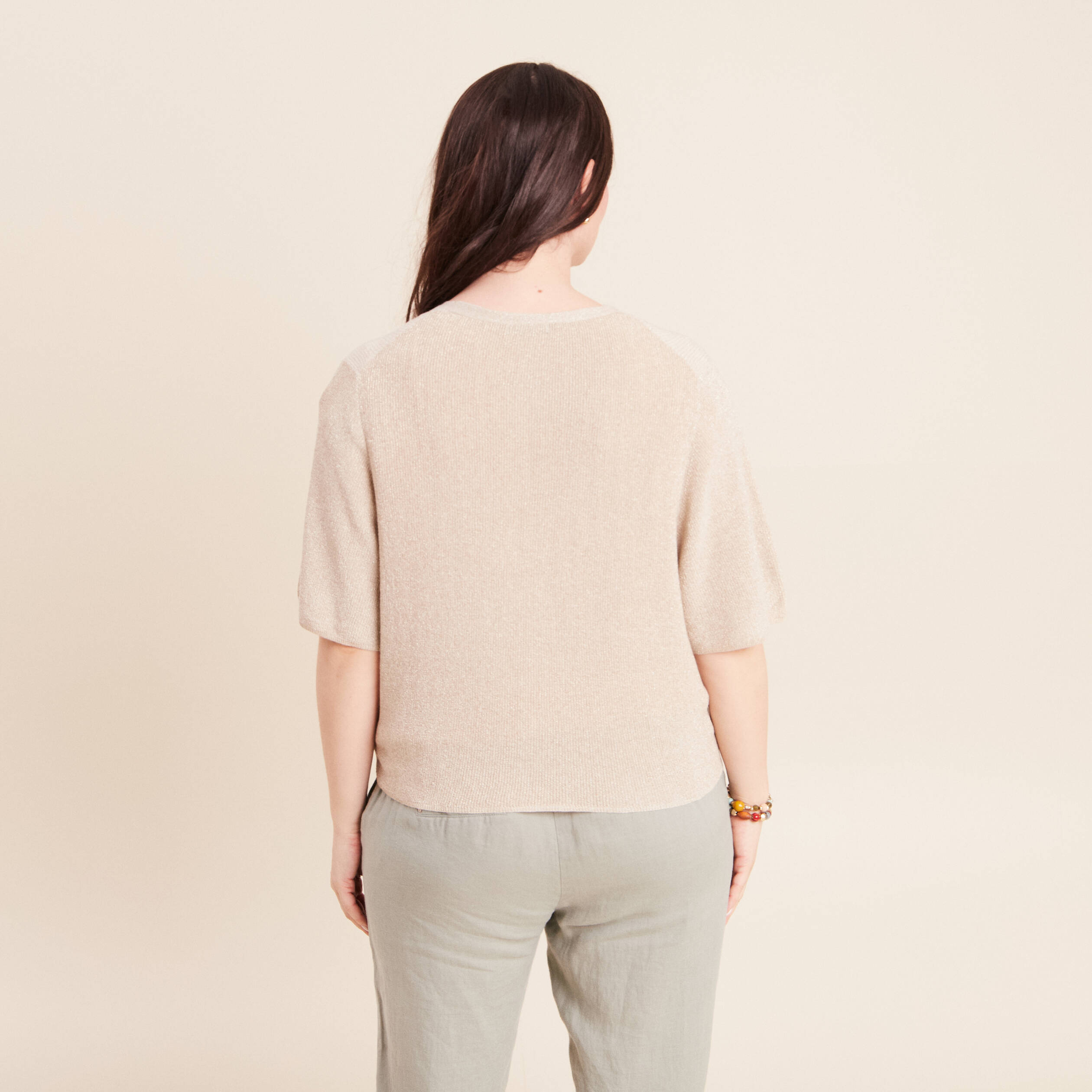Gilet manches courtes couleur or femme