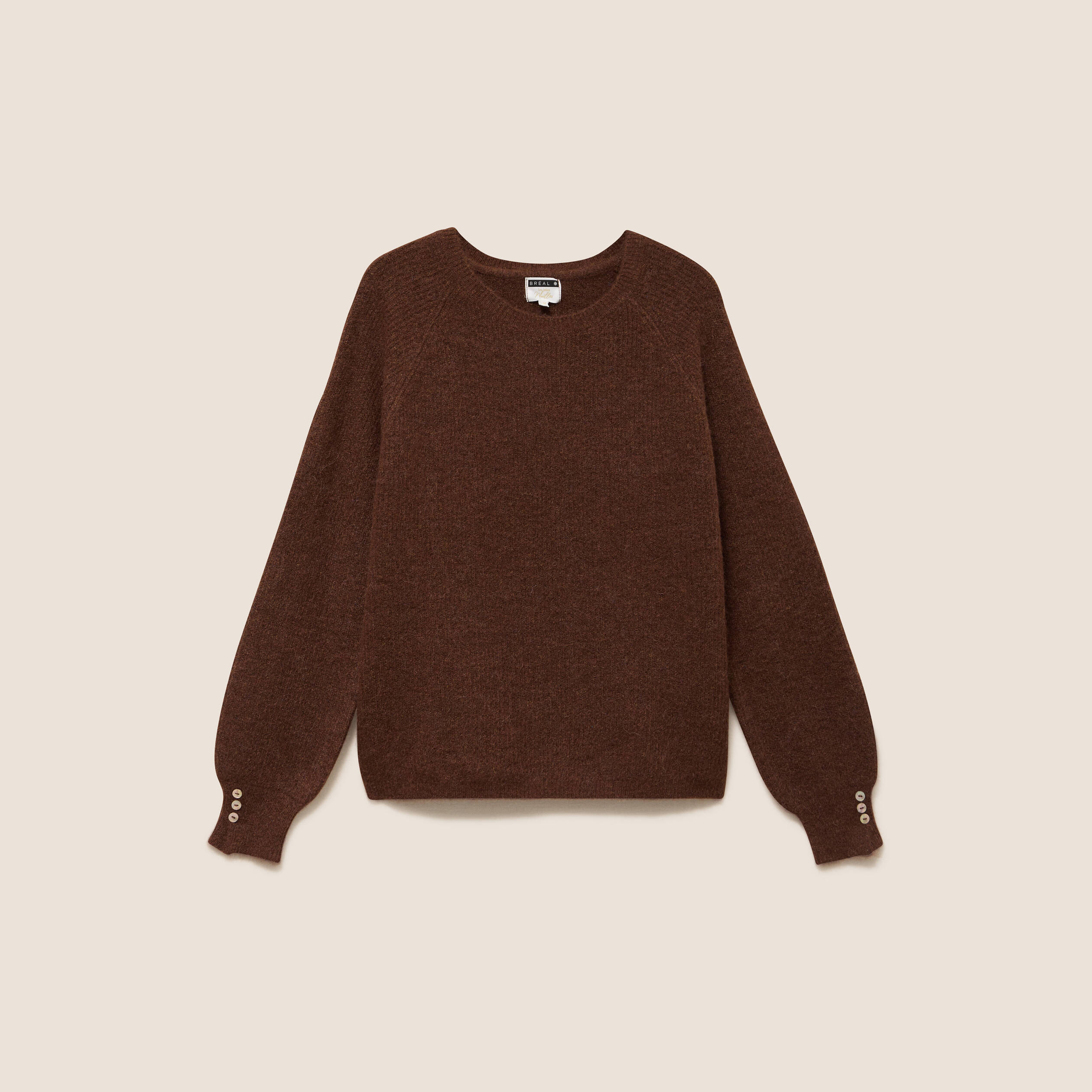 Pull col rond marron fonc&eacute; femme
