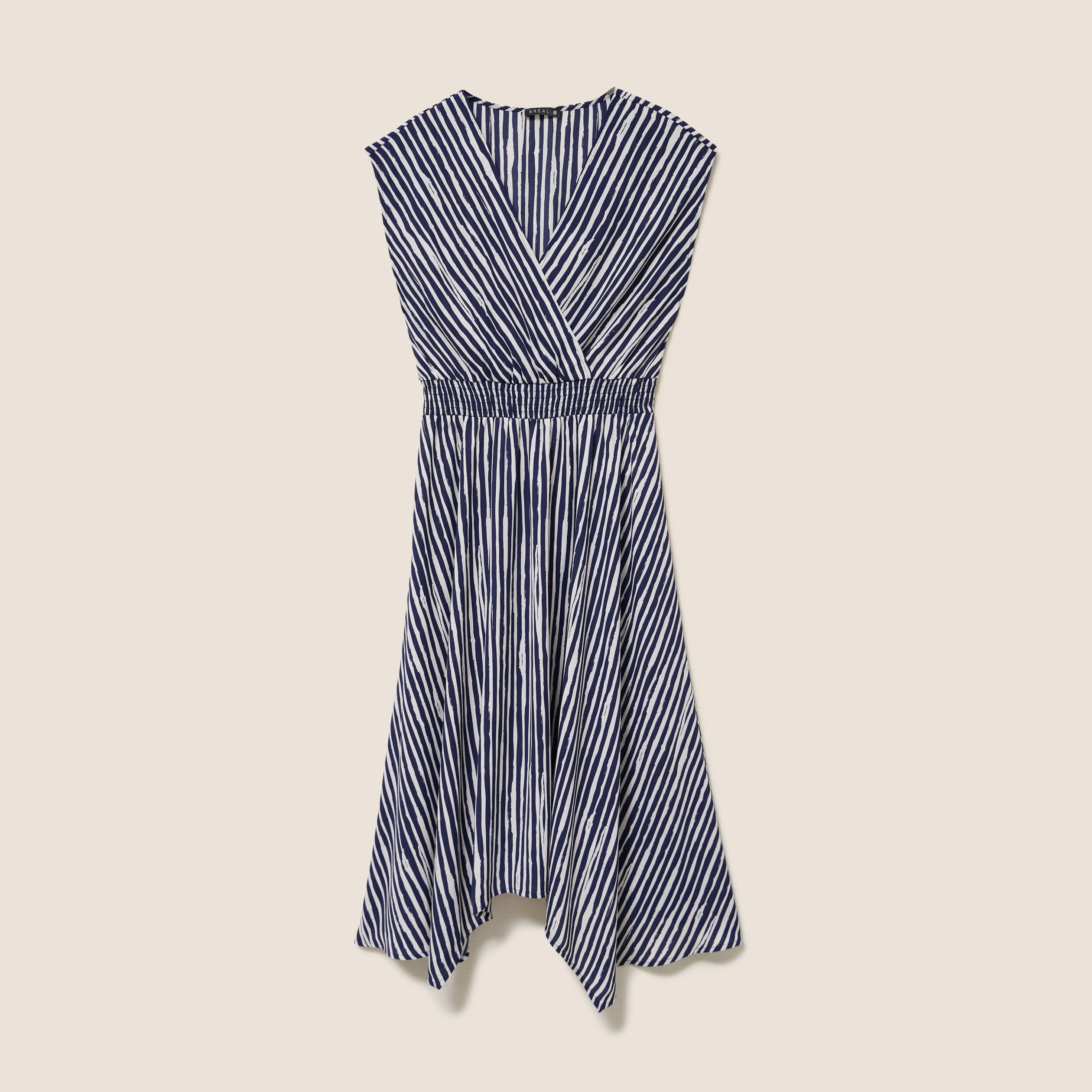 Robe &eacute;vas&eacute;e 3/4 sans manches col v blanc femme