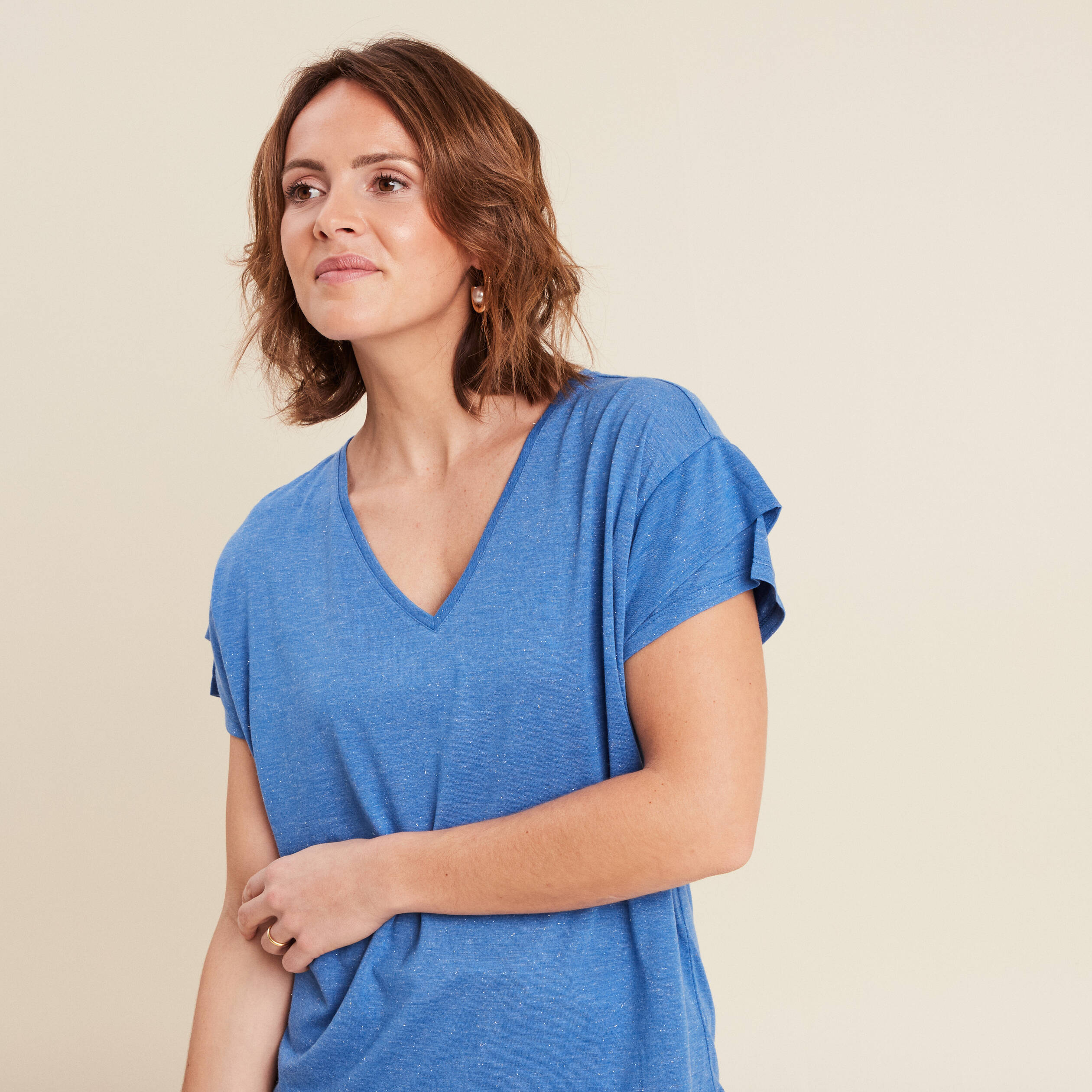 T-shirt manches courtes bleu femme