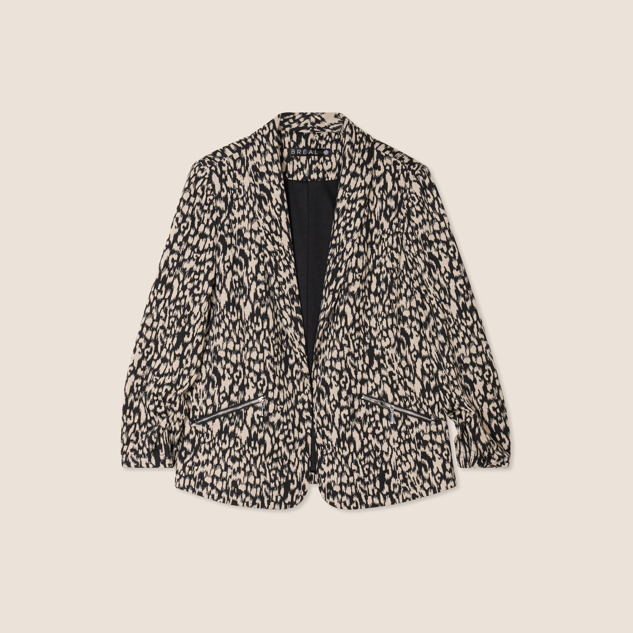 Veste cintr&eacute;e col ch&acirc;le noir femme