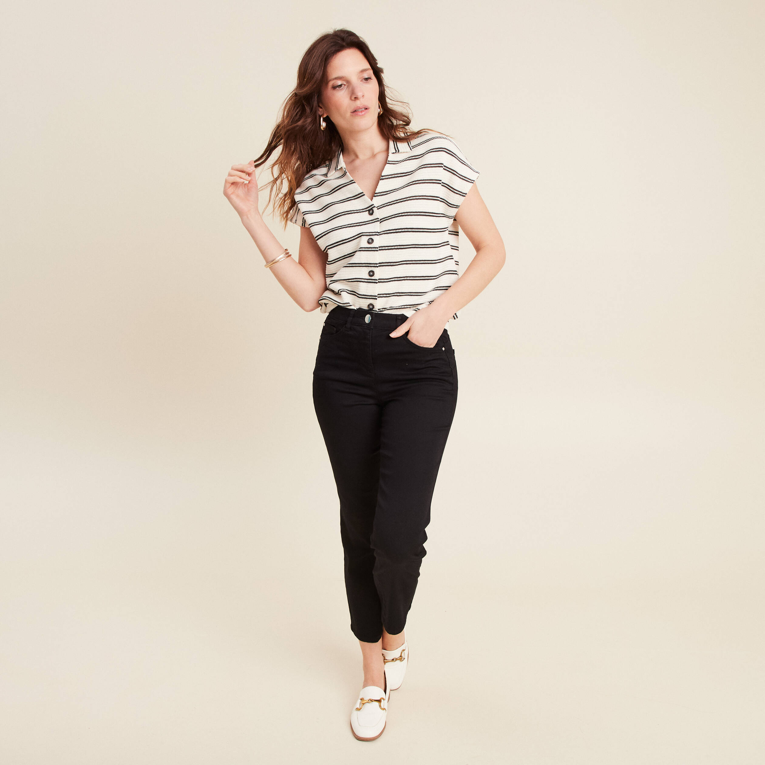 Blouse manches courtes blanc femme