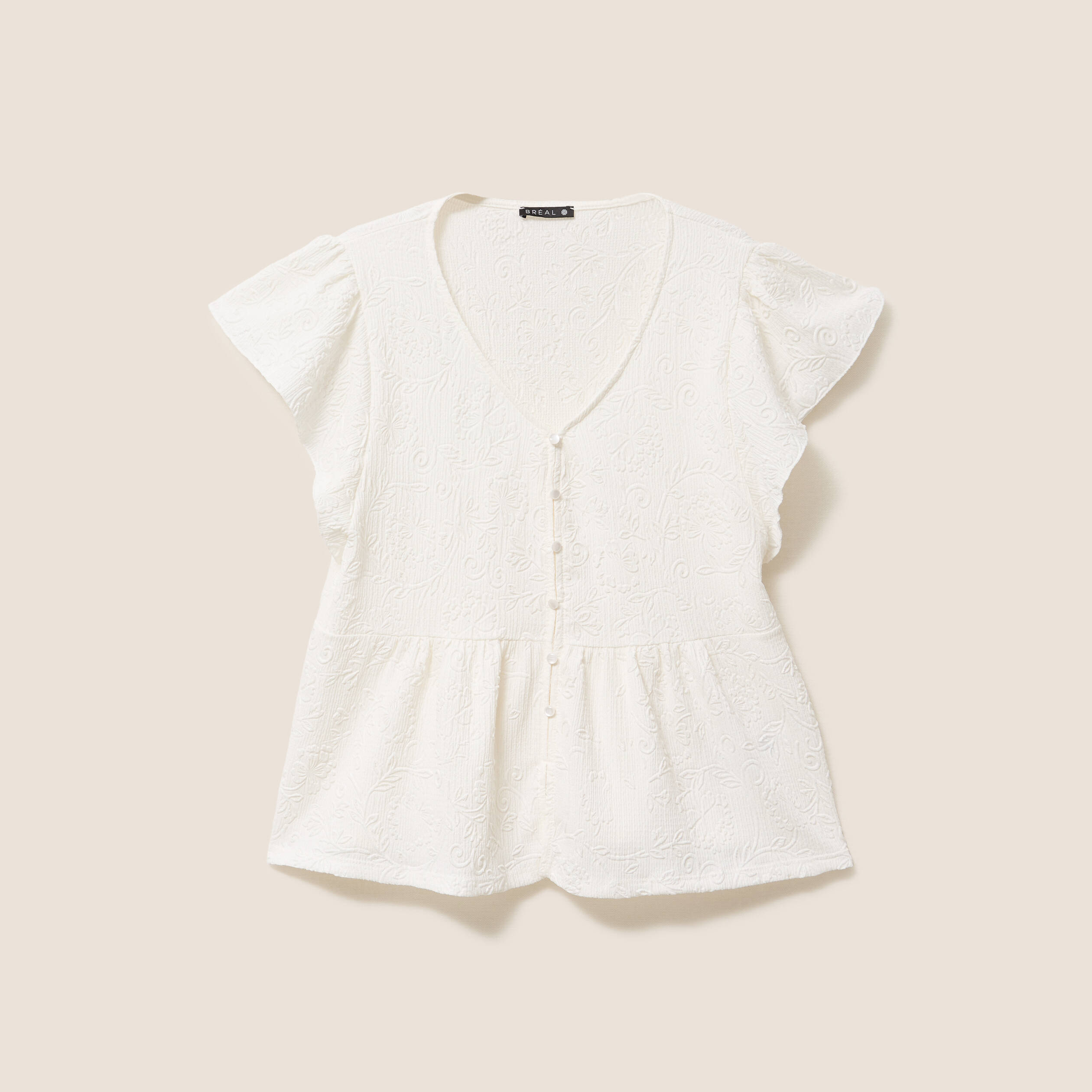 Blouse manches courtes ecru femme