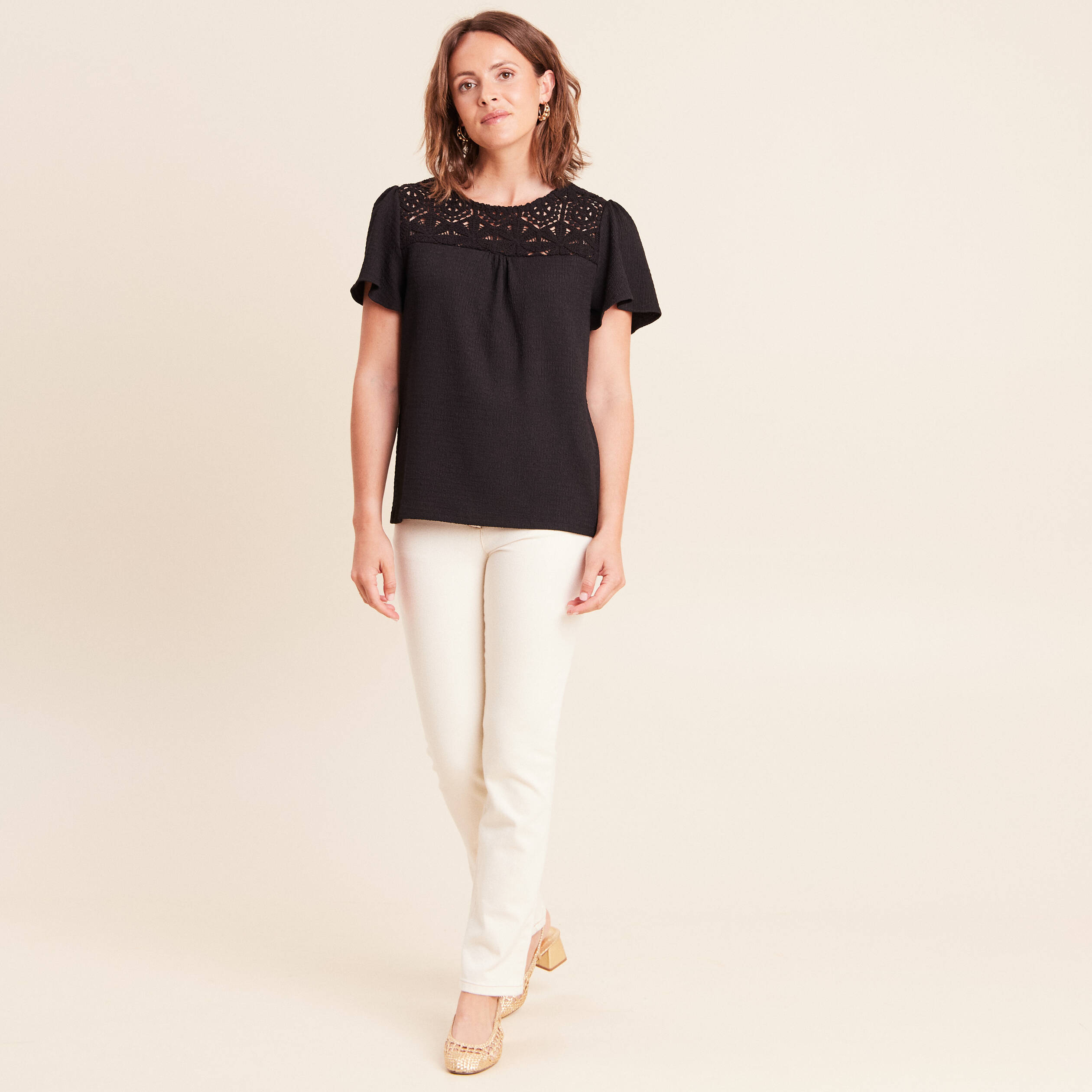 T-shirt manches courtes noir femme
