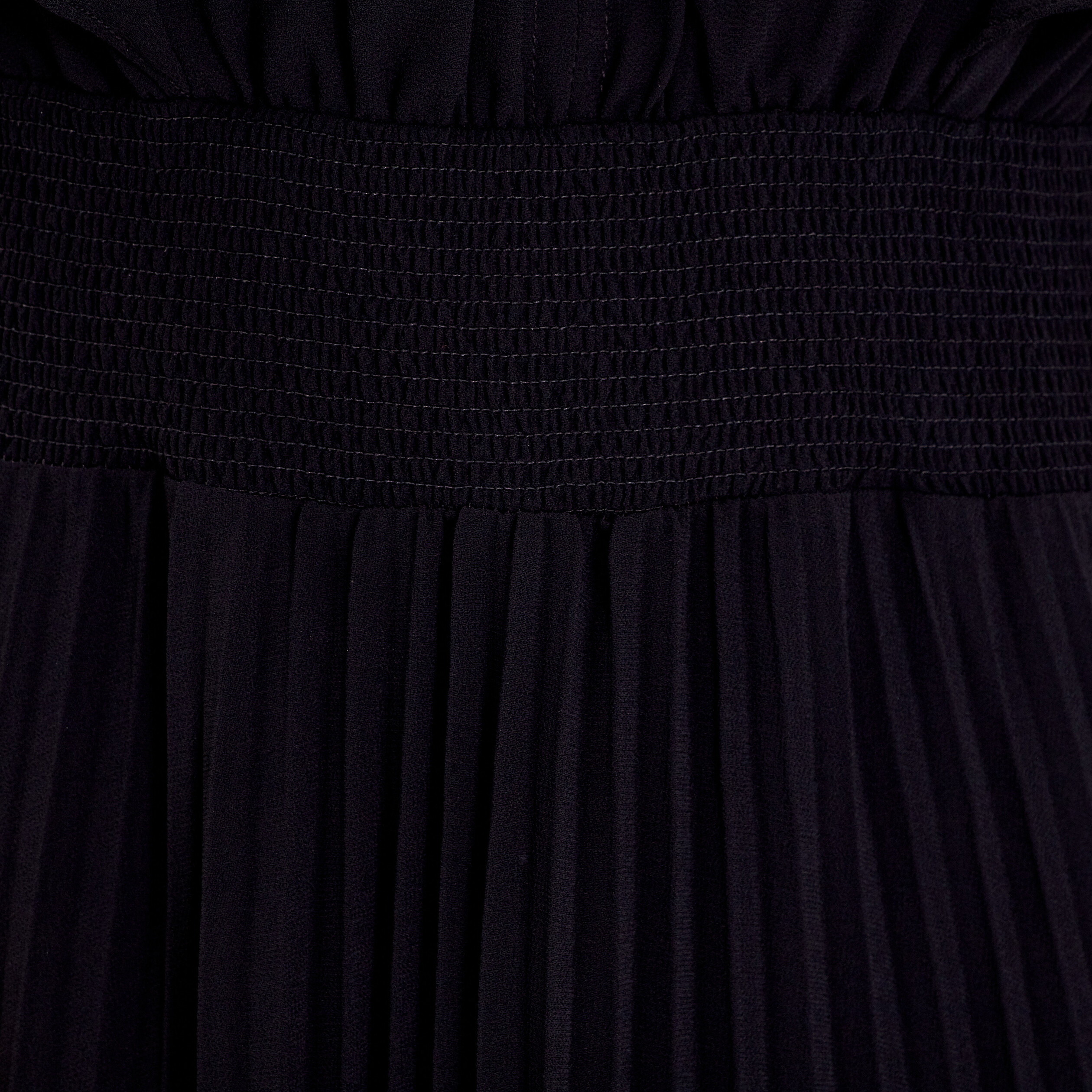 Robe longue évasée à volants noir femme