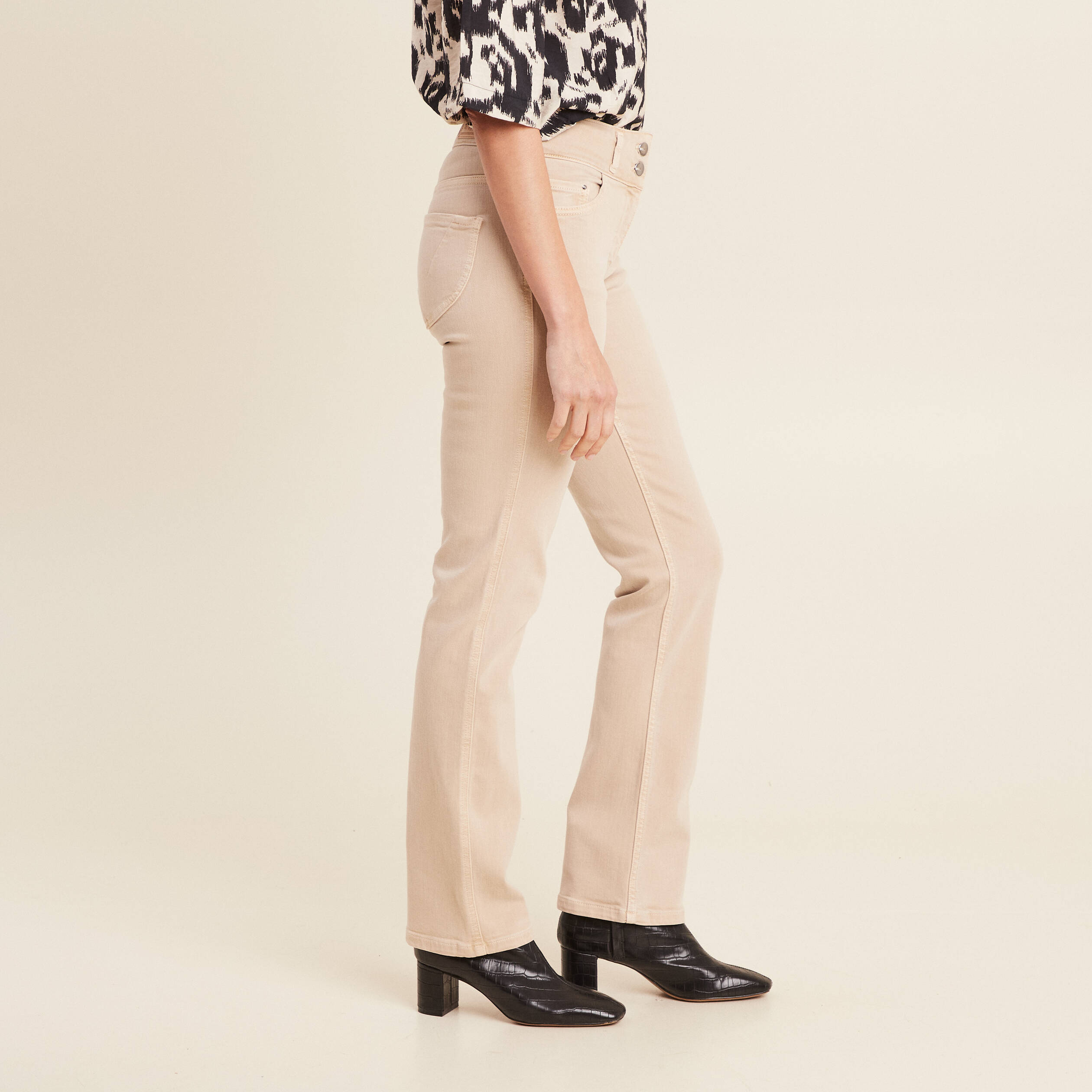 Jean droit denim beige femme