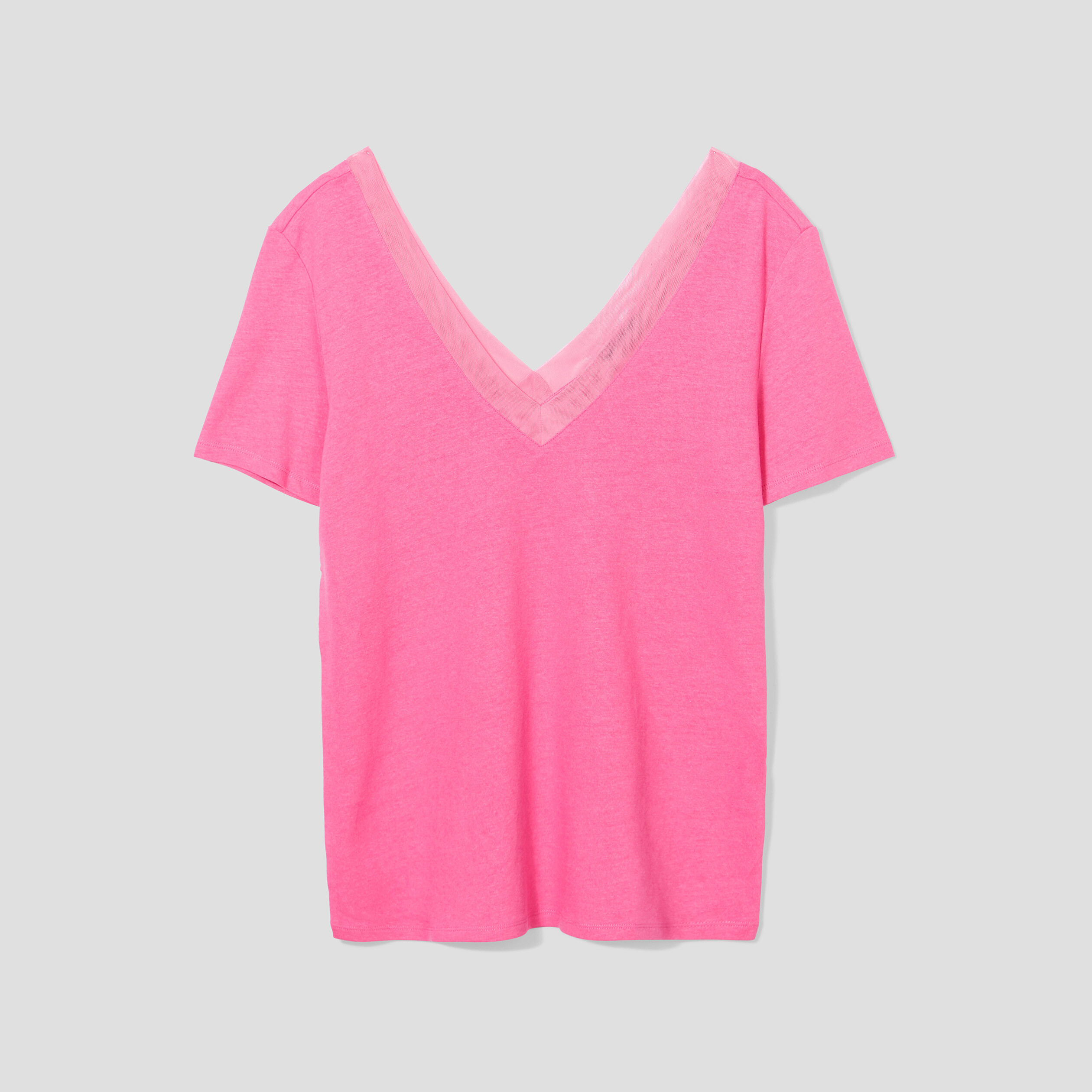 T-shirt manches courtes rose fushia femme