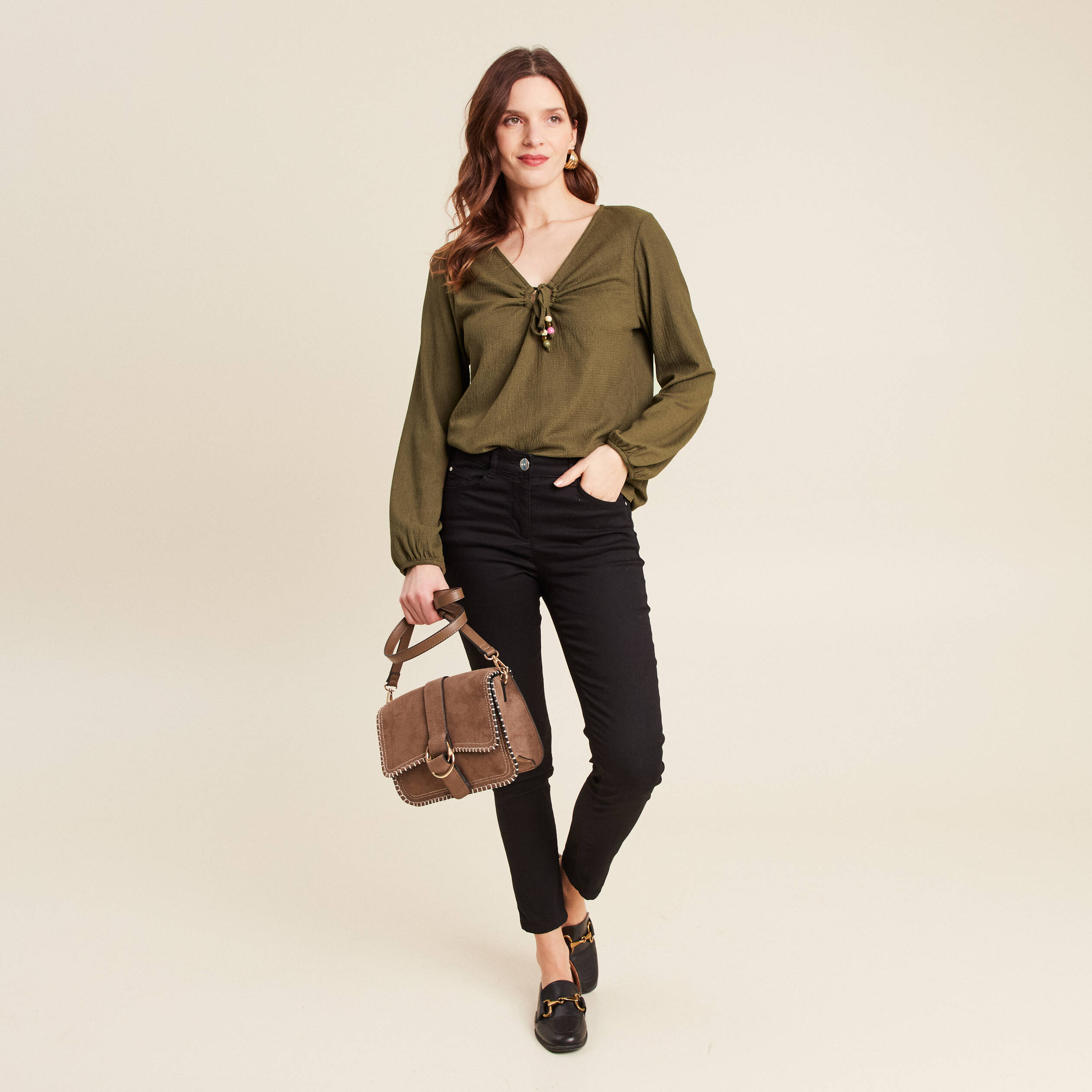 blouse manches longues vert olive femme Blouse manches longues vert olive femme
