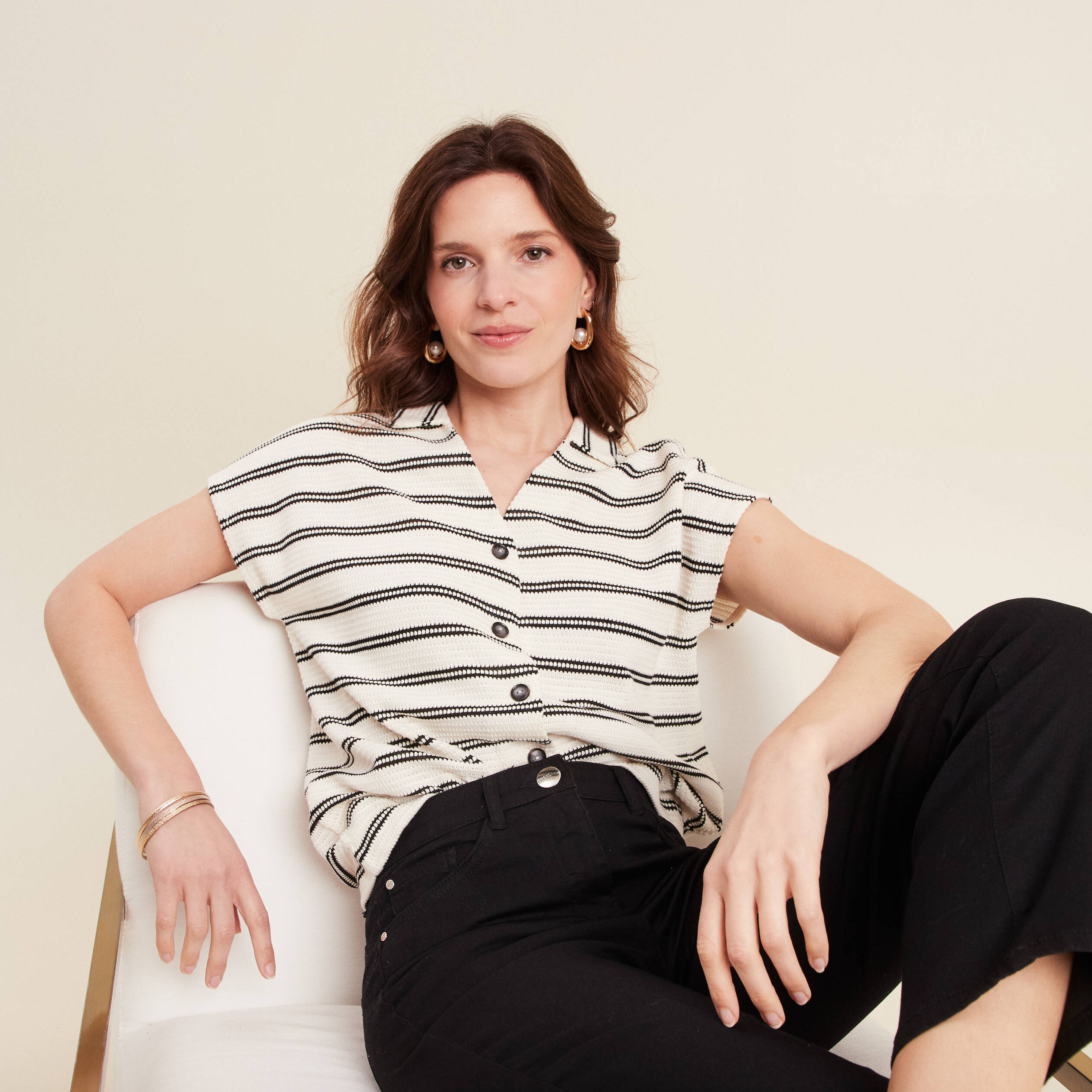 Blouse manches courtes blanc femme