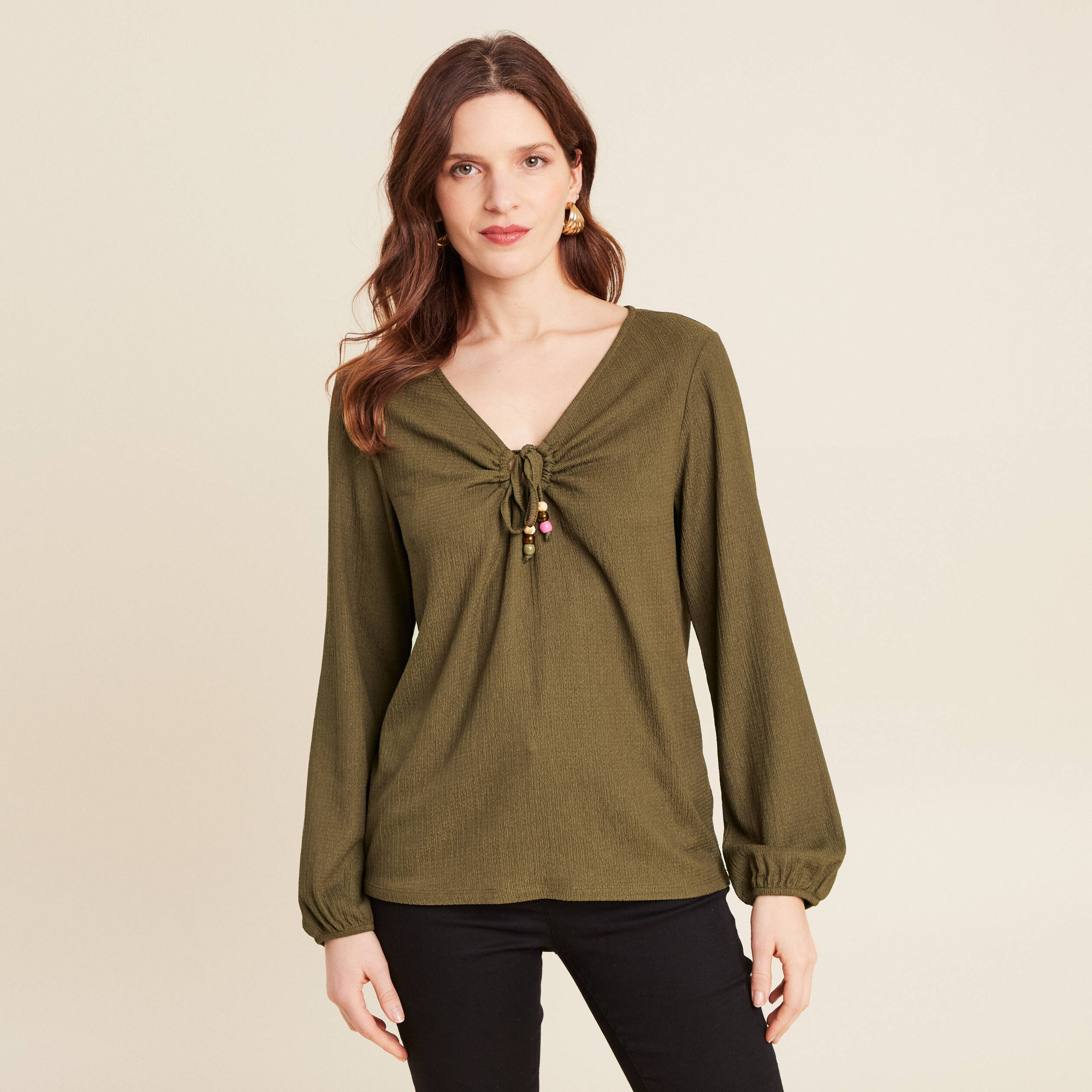 blouse manches longues vert olive femme Blouse manches longues vert olive femme