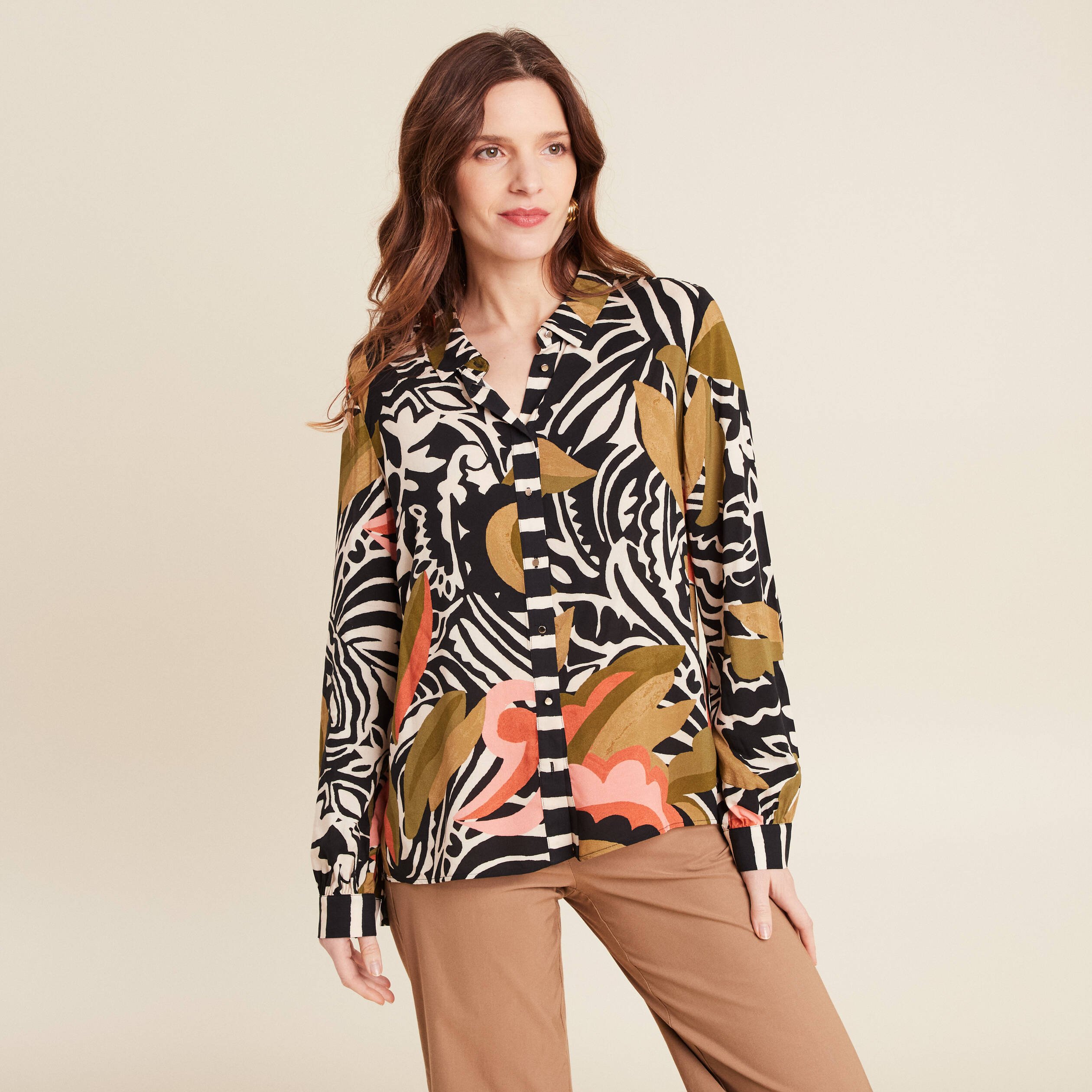 Chemise manches longues noir femme