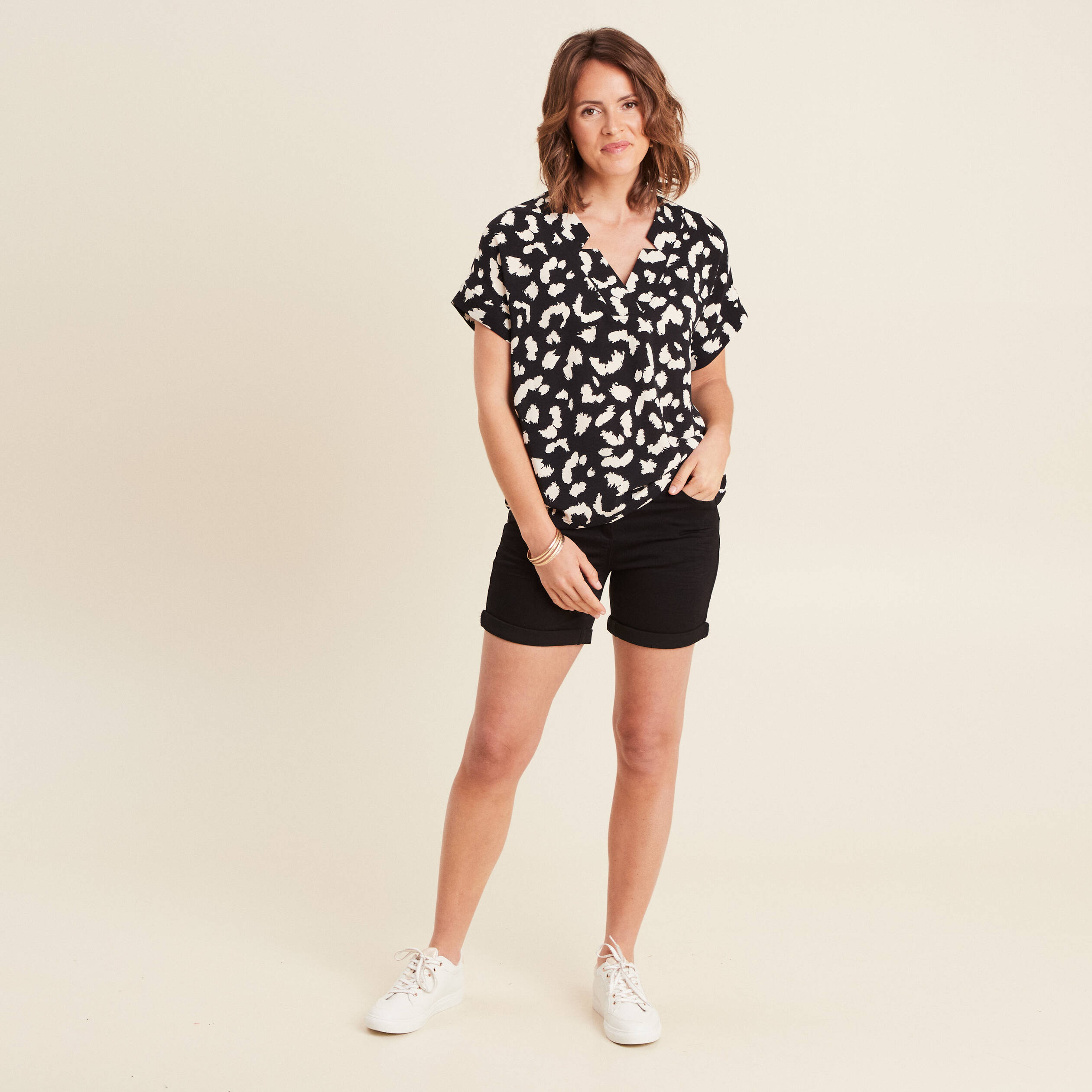 blouse fluide manches courtes noir femme Blouse fluide manches courtes noir femme
