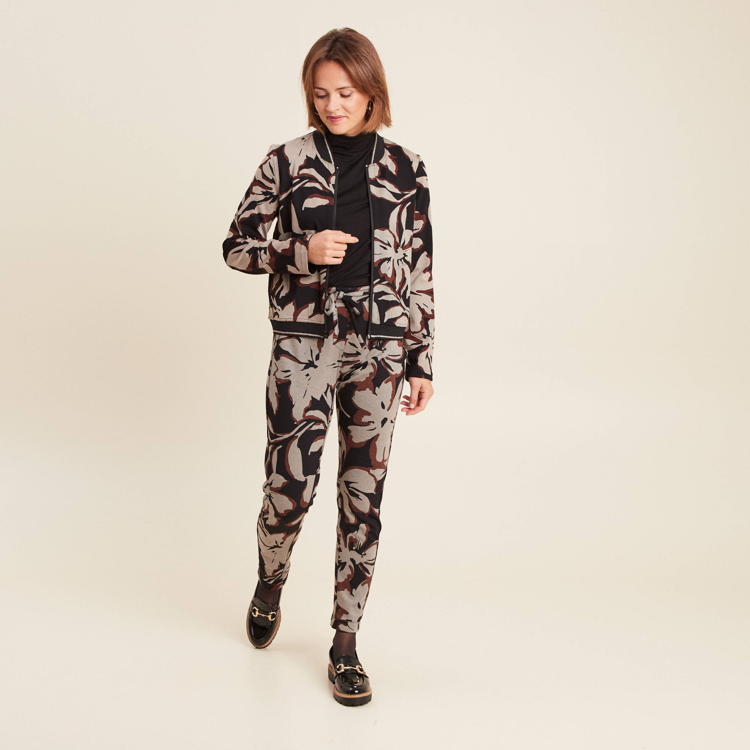 Pantalon jogging réversible marron clair femme