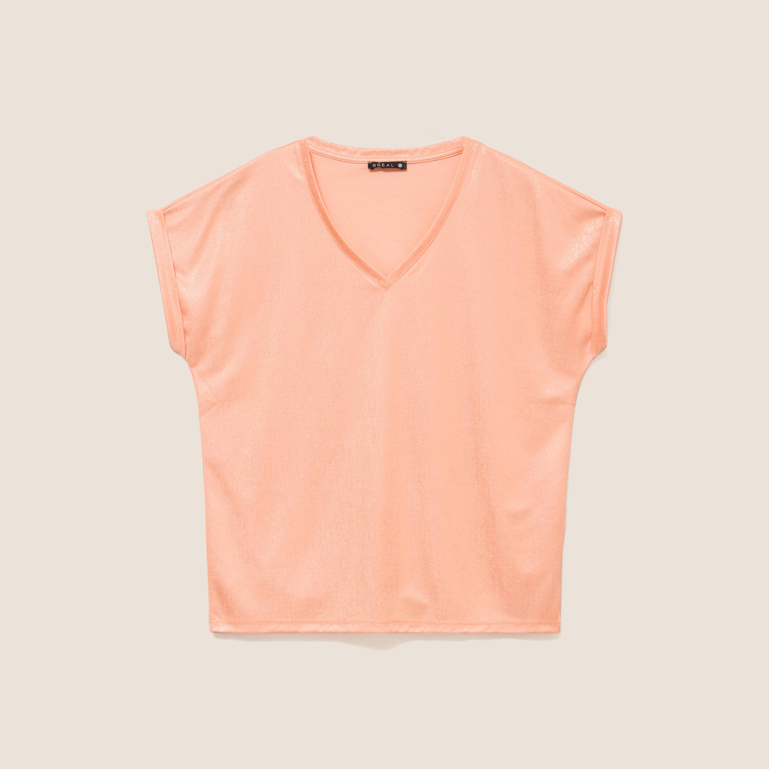 T-shirt manches courtes rose saumon femme